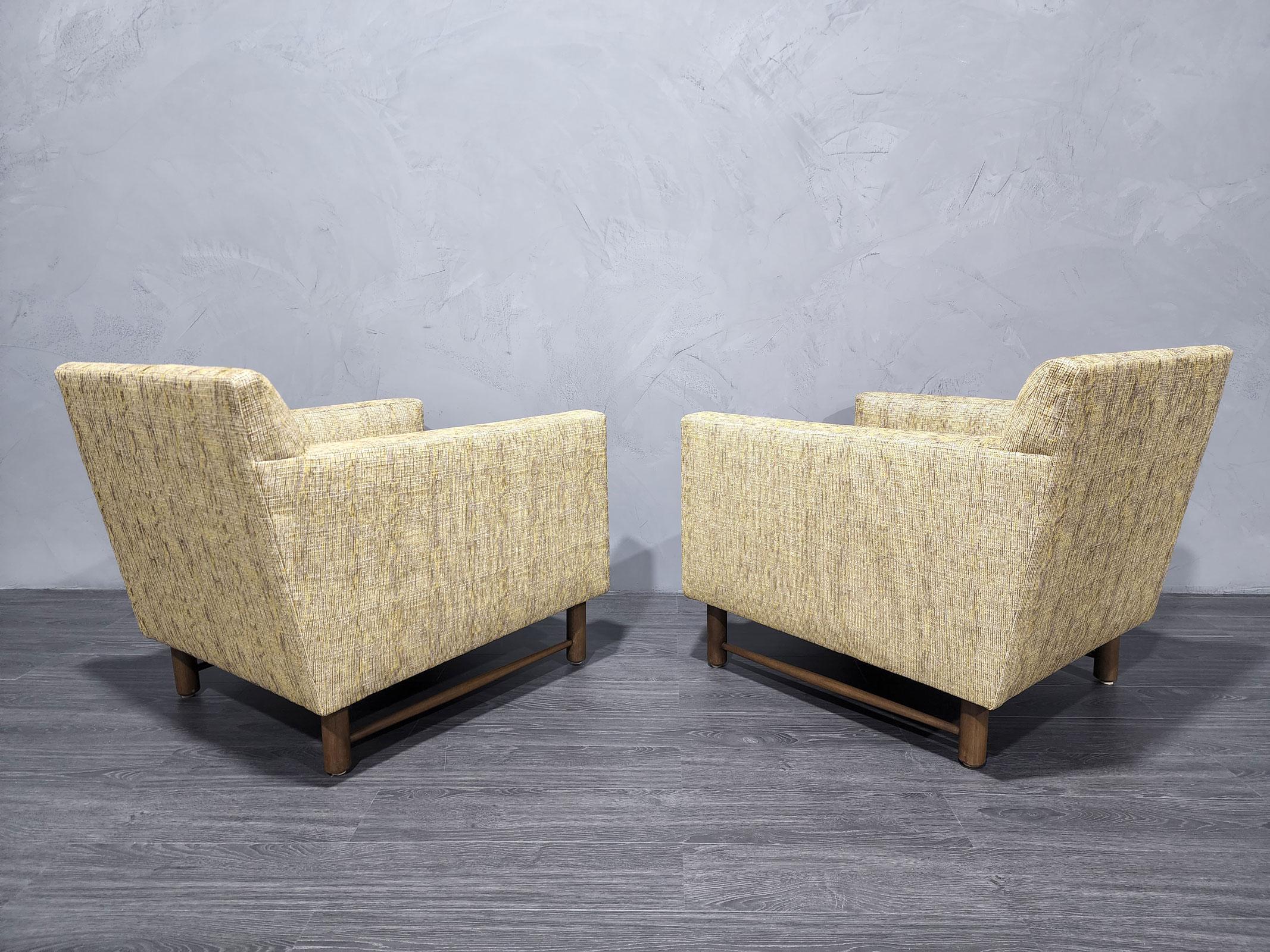 20th Century Edward Wormley for Dunbar Lounge Chairs in French Upholstery