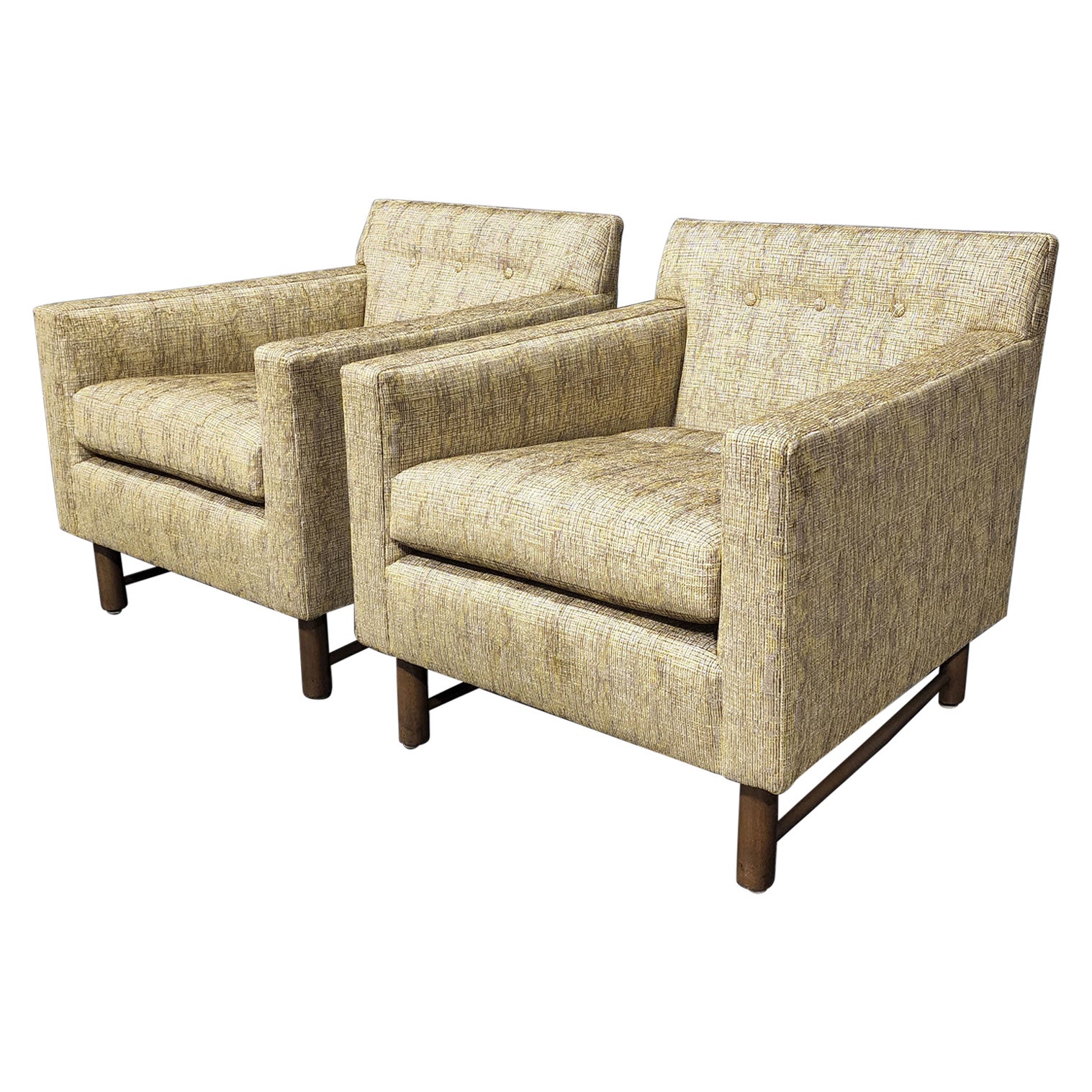 Edward Wormley for Dunbar Lounge Chairs in French Upholstery