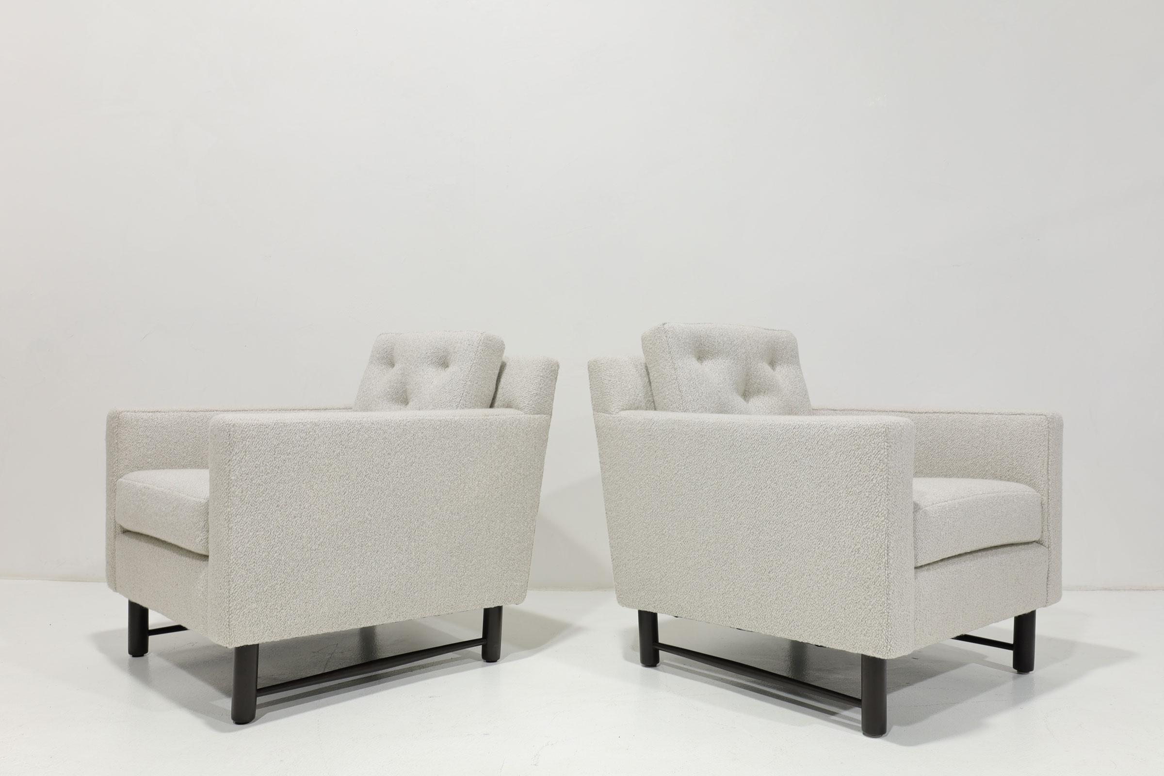 Mid-Century Modern Edward Wormley for Dunbar Lounge Chairs in Holly Hunt Boucle' For Sale