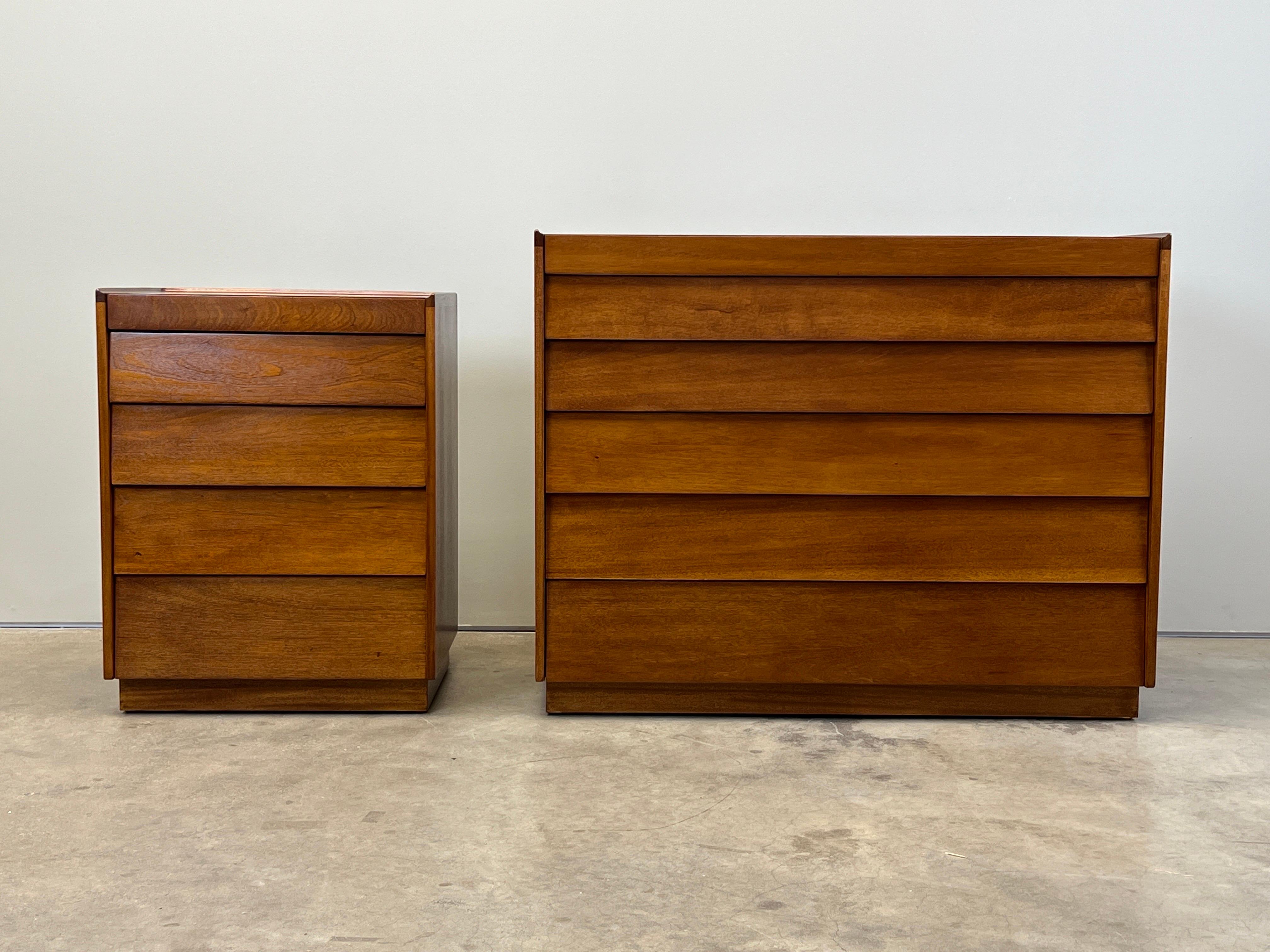 Mid-20th Century Edward Wormley for Dunbar Louvered Five Drawer Nightstand For Sale