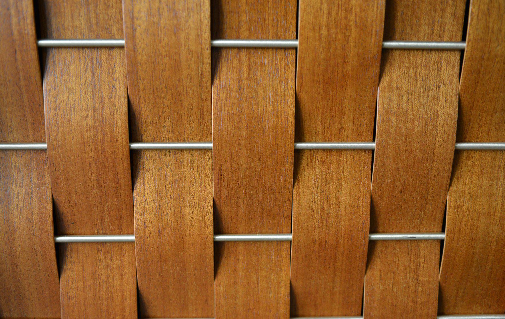 Edward Wormley for Dunbar Mahogany and Brass Basketweave Credenza, circa 1960 In Excellent Condition In Costa Mesa, CA
