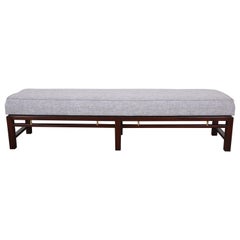 Edward Wormley for Dunbar Mahogany and Brass Upholstered Bench, Newly Restored