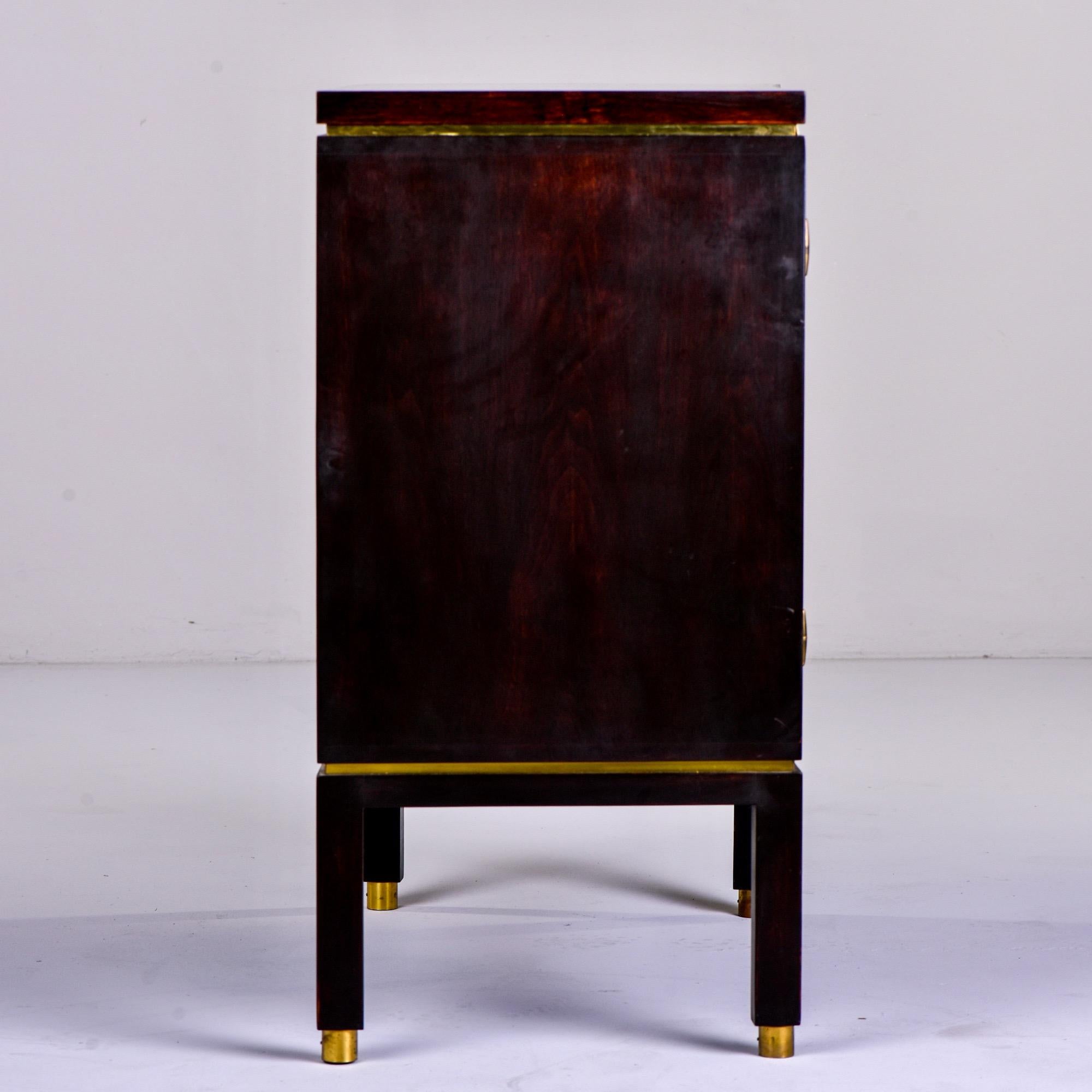 20th Century Edward Wormley for Dunbar Mahogany and Burl Wood Cabinet with Brass Trim