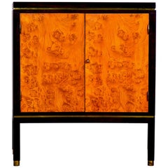 Edward Wormley for Dunbar Mahogany and Burl Wood Cabinet with Brass Trim