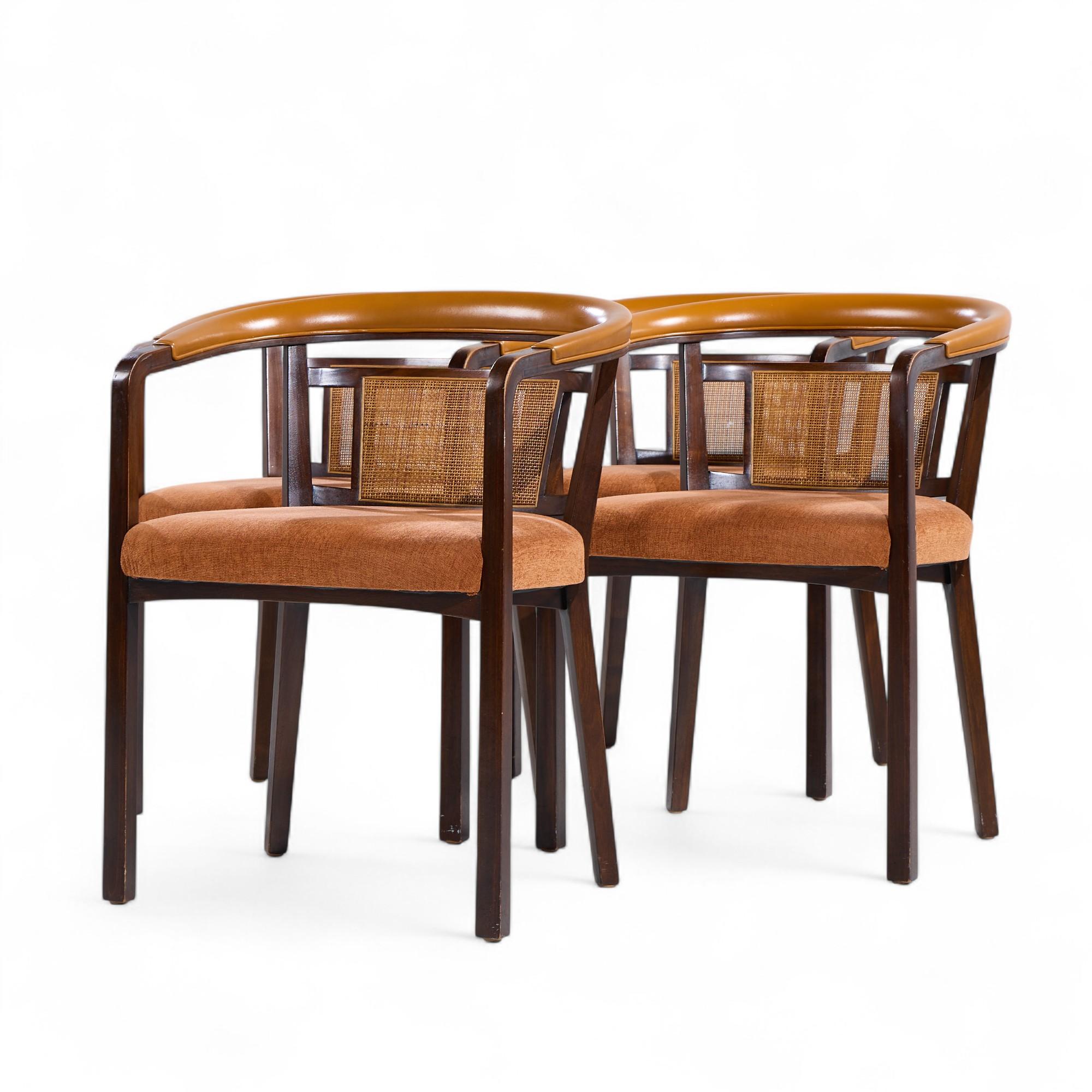 Edward Wormley für Dunbar Esszimmerstühle aus Mahagoni und Rohrgeflecht - 4er-Set (Moderne der Mitte des Jahrhunderts) im Angebot