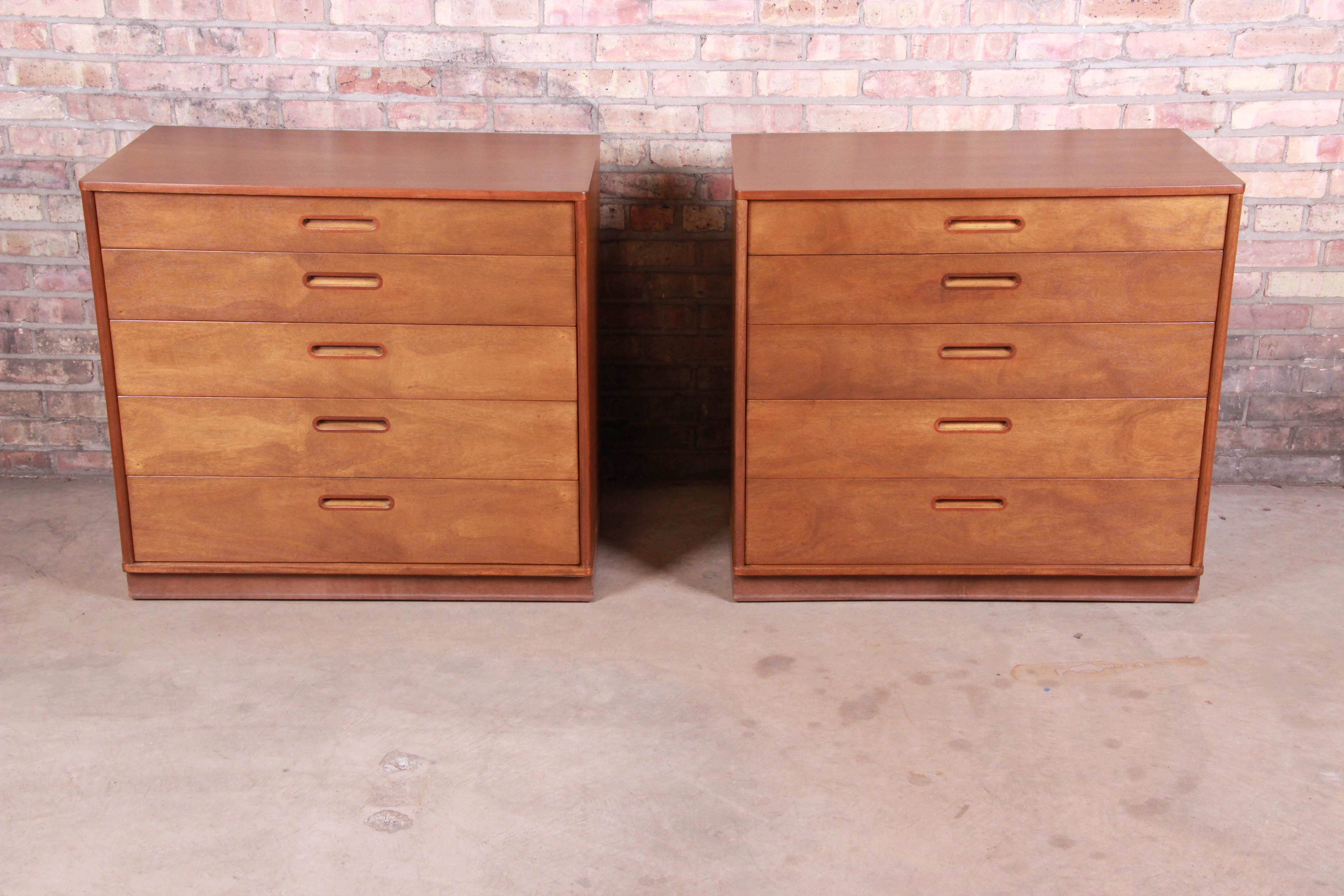 American Edward Wormley for Dunbar Mahogany Bachelor Chests or Large Nightstands, Pair