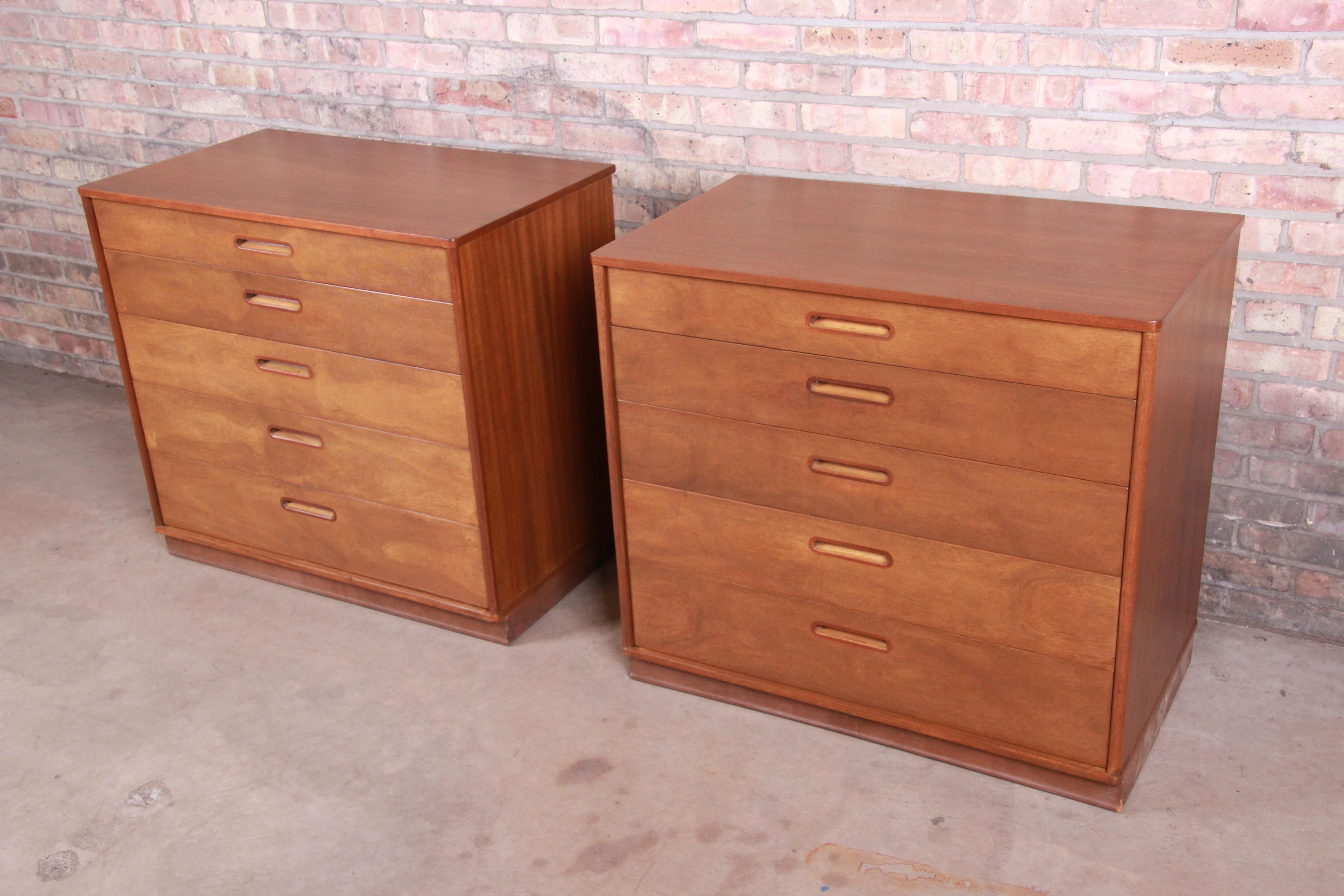 Bleached Edward Wormley for Dunbar Mahogany Bachelor Chests or Large Nightstands, Pair