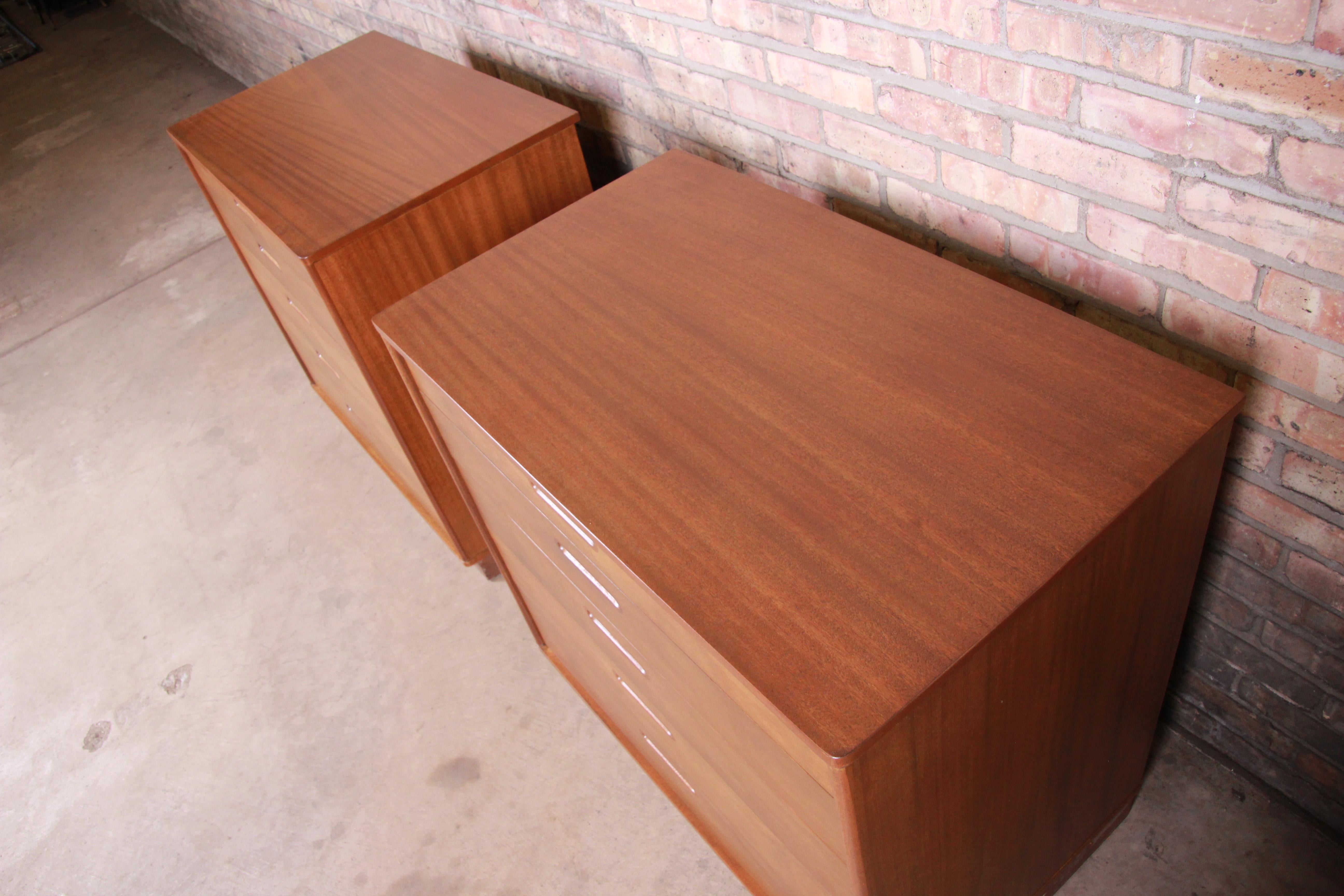 Mid-20th Century Edward Wormley for Dunbar Mahogany Bachelor Chests or Large Nightstands, Pair