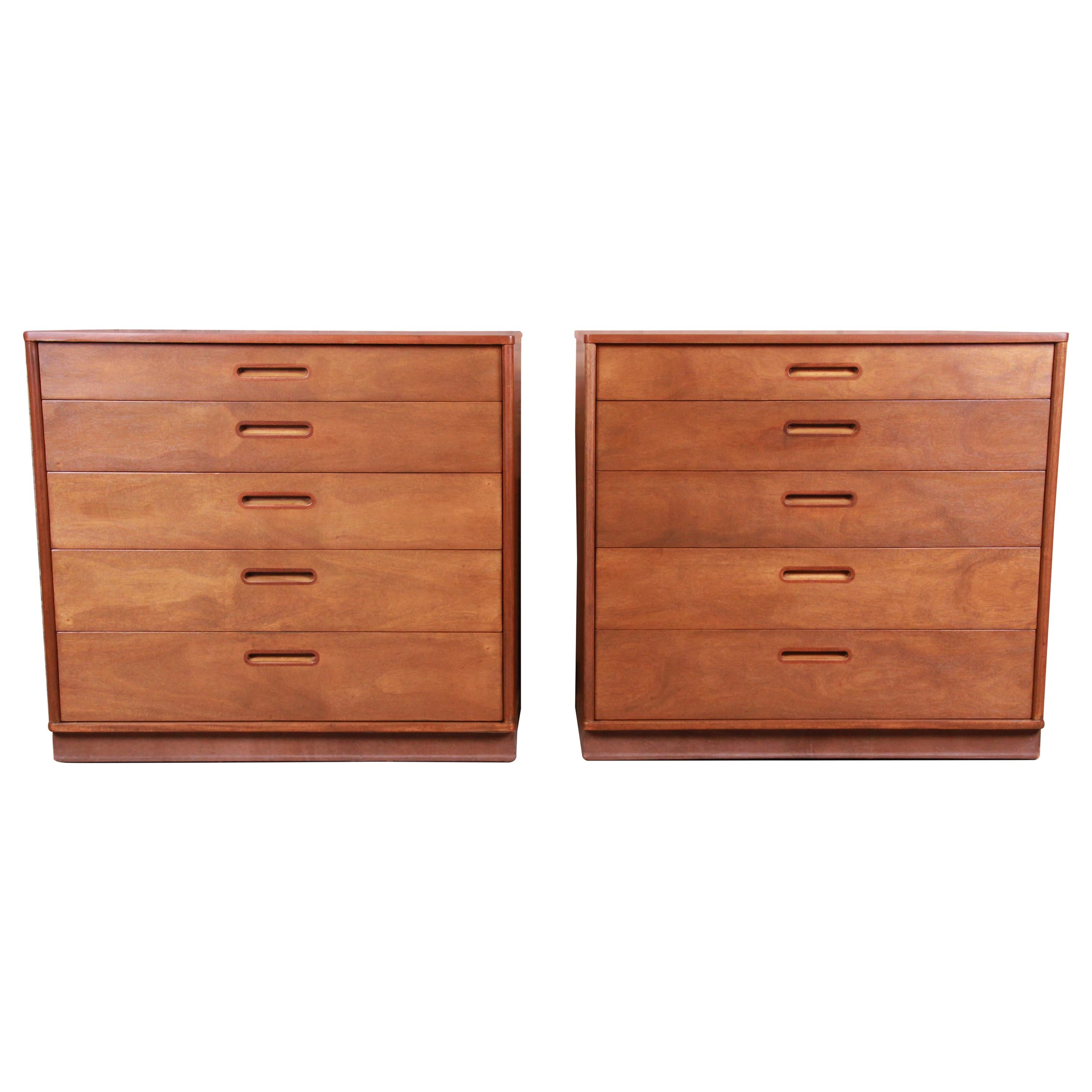 Edward Wormley for Dunbar Mahogany Bachelor Chests or Large Nightstands, Pair