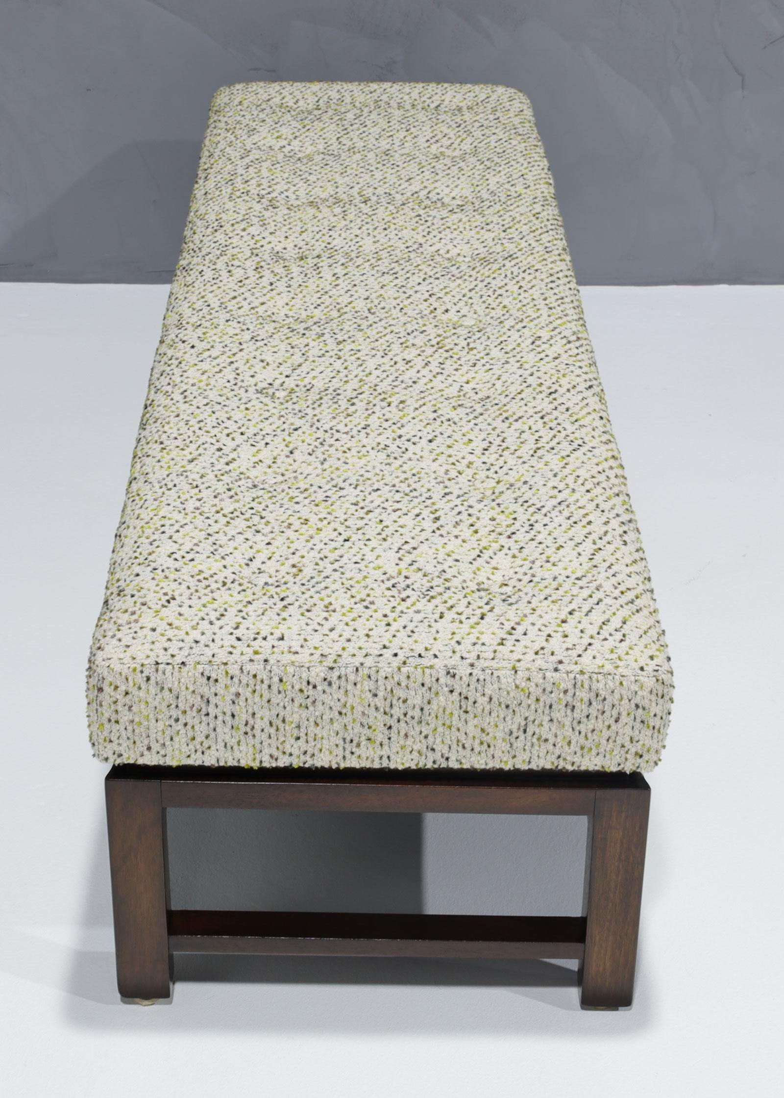 Mid-Century Modern Edward Wormley for Dunbar Mahogany Bench with Boucle' Upholstery For Sale