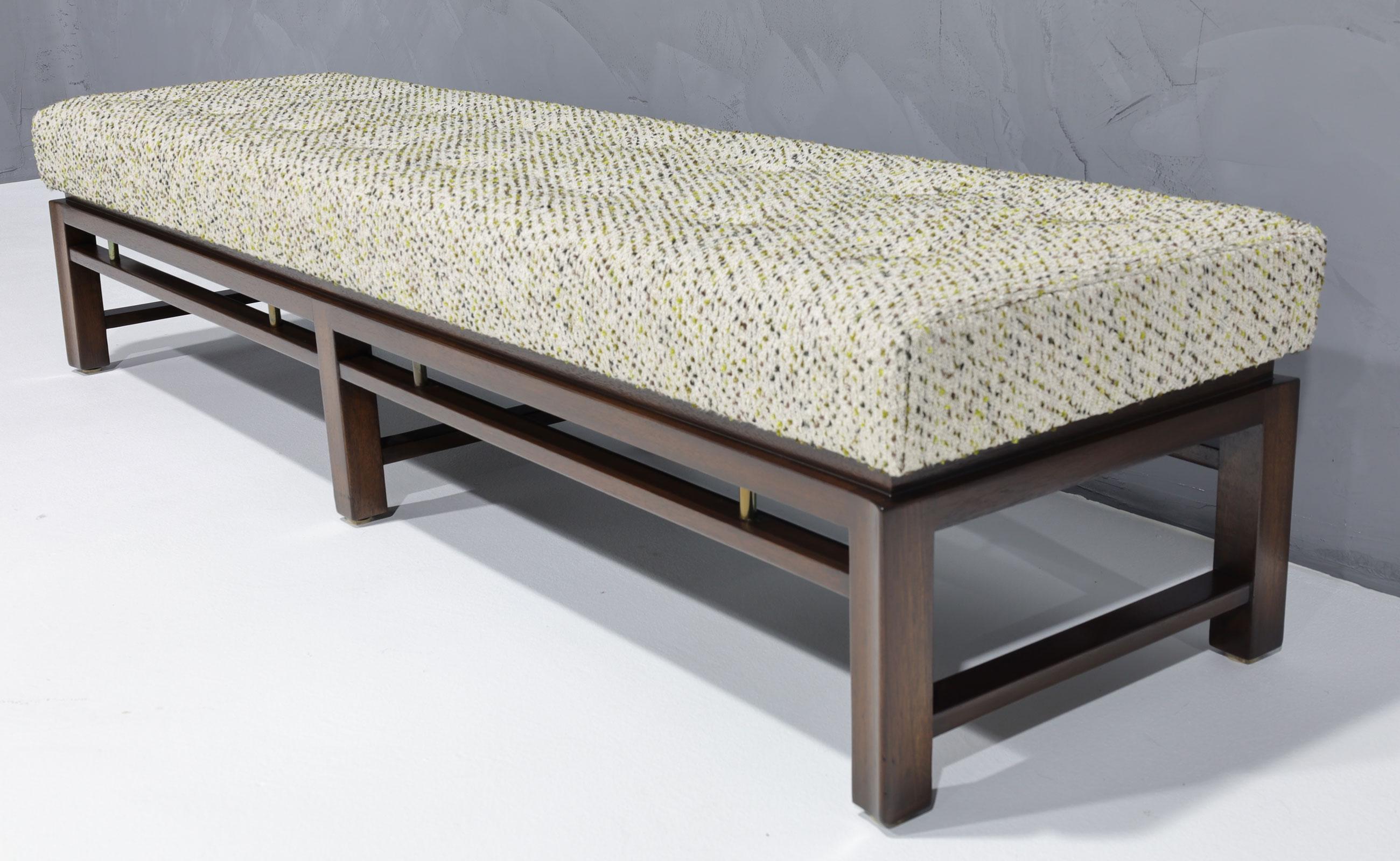 Banc en acajou Edward Wormley pour Dunbar avec tissu « Boucle » Bon état - En vente à Dallas, TX