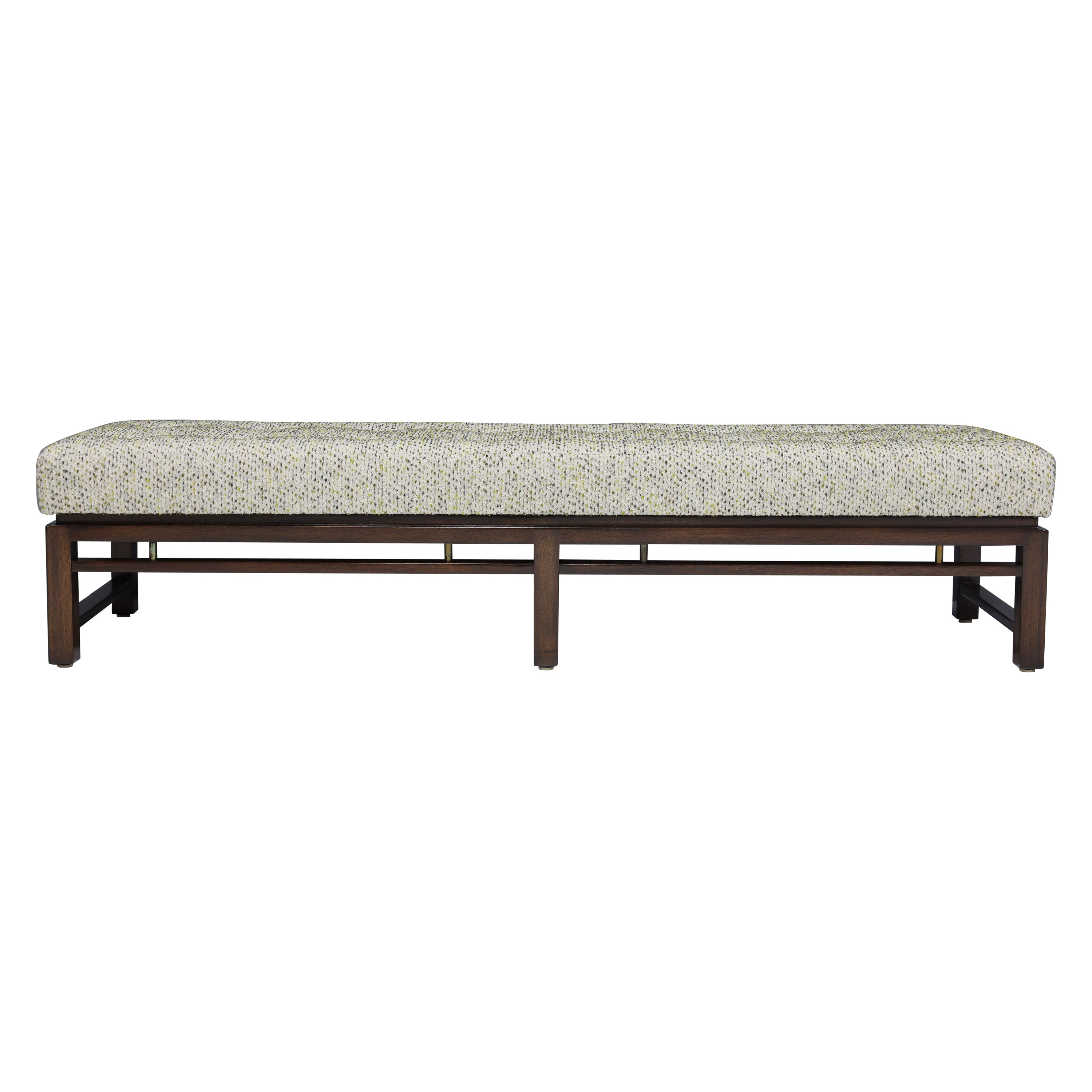 Edward Wormley pour Dunbar Banc en acajou avec tapisserie Boucle