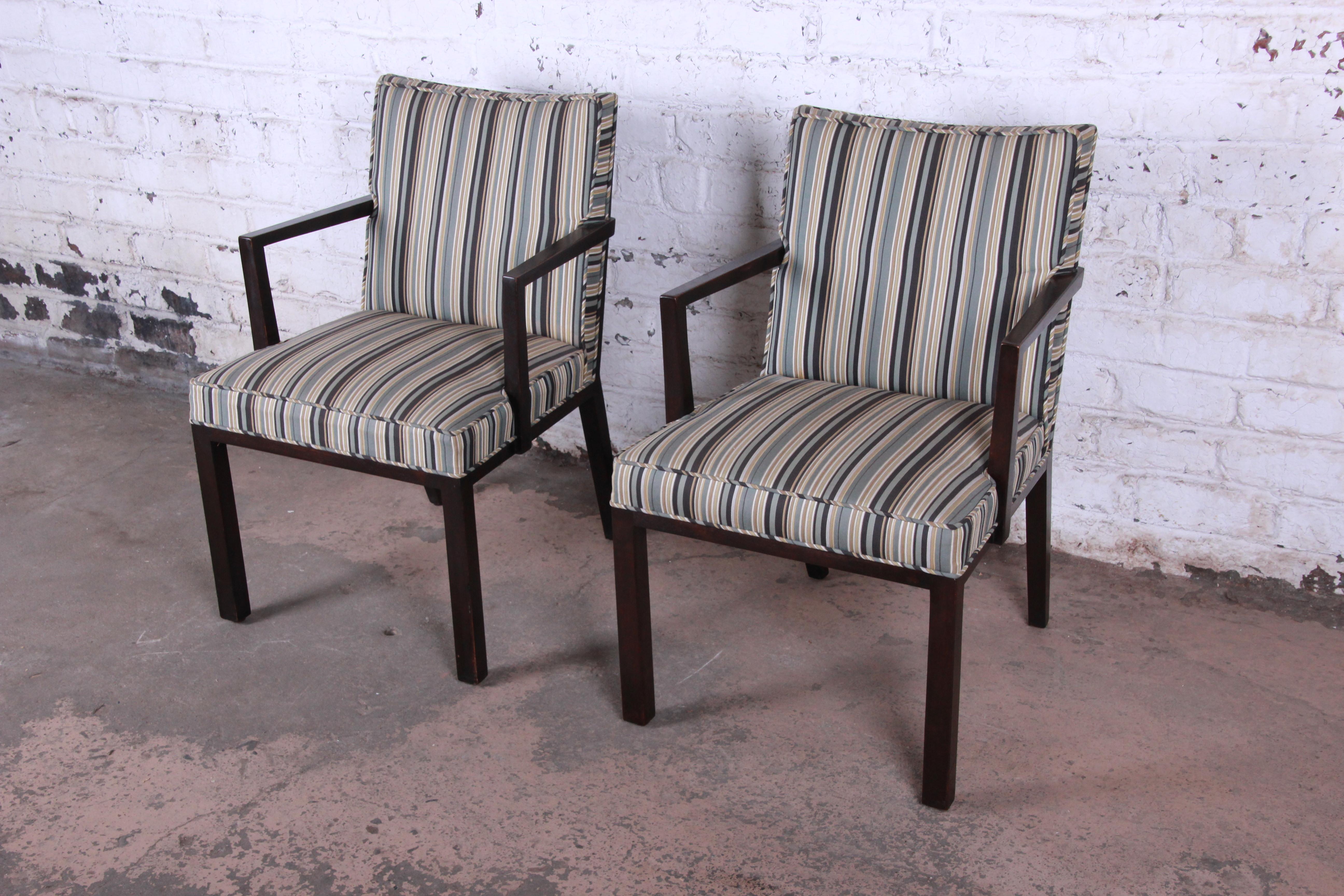 Edward Wormley for Dunbar Mahogany Club Chairs, Pair In Good Condition In South Bend, IN