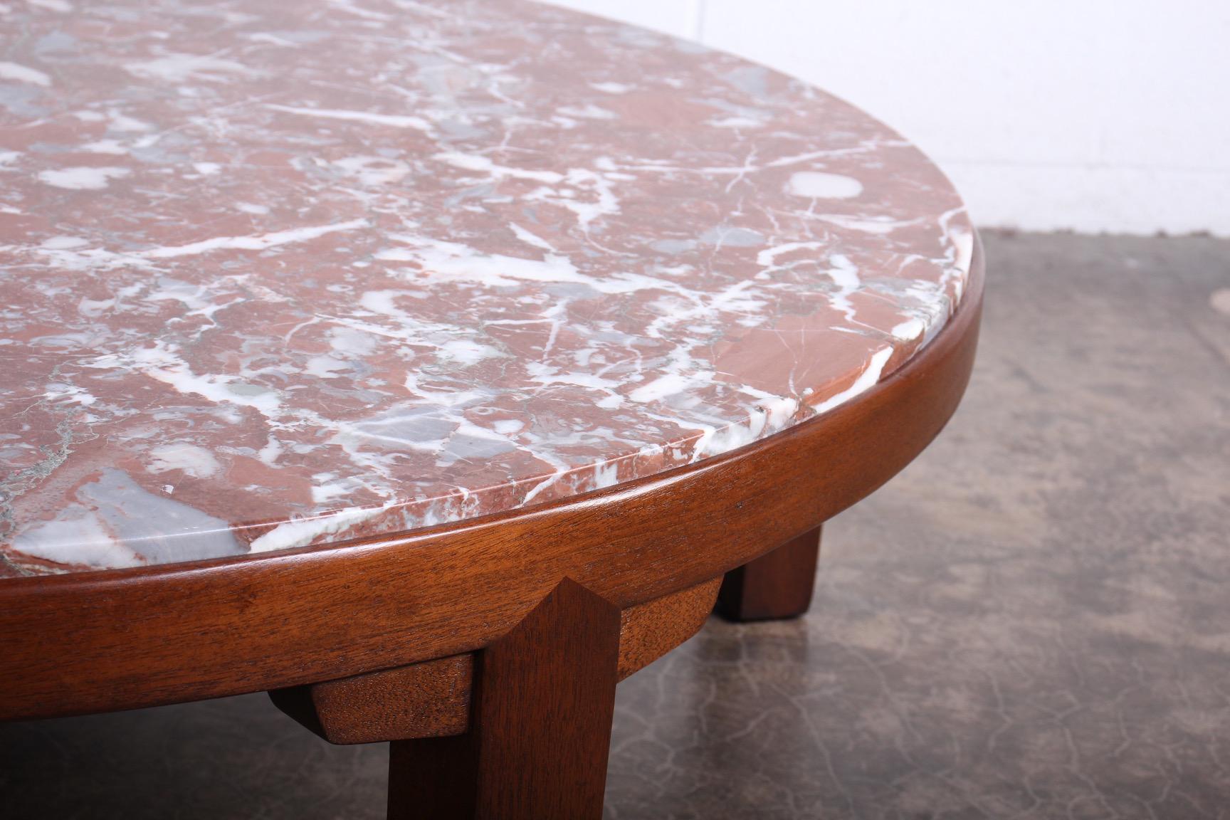 Edward Wormley for Dunbar Mahogany Coffee Table with Marble Top 6