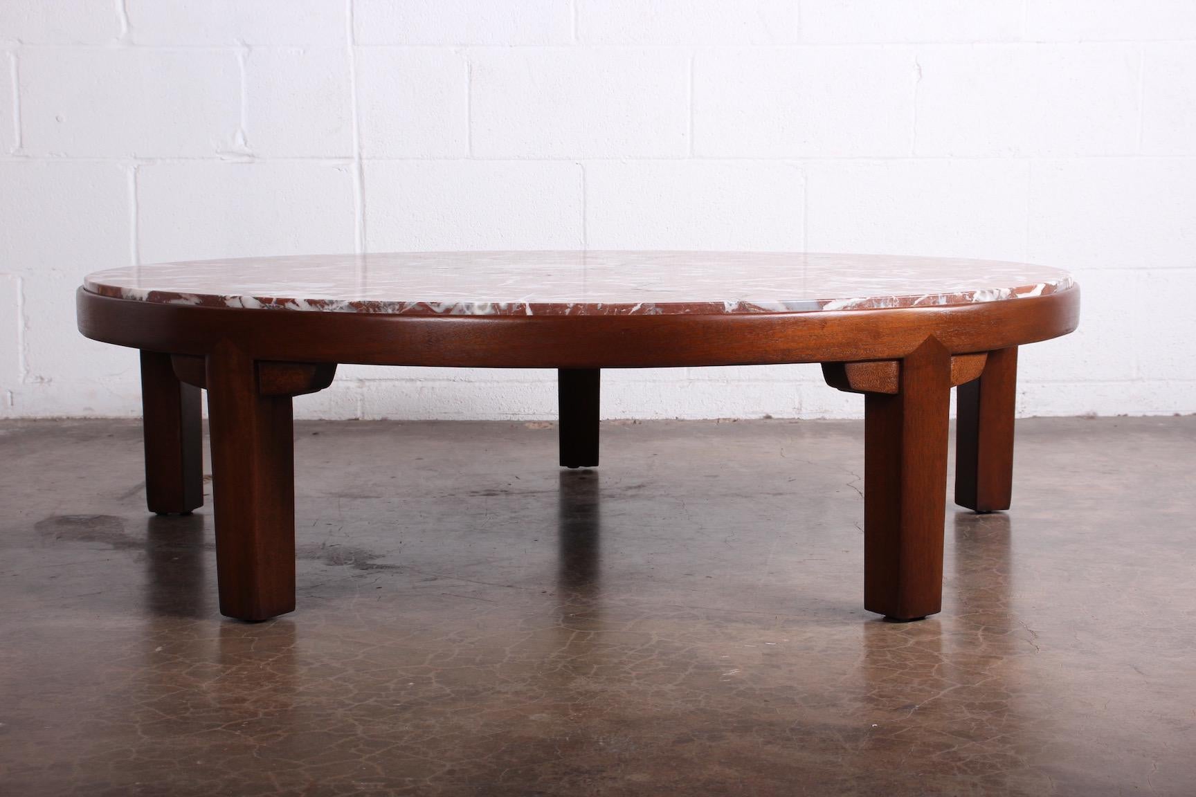 Edward Wormley for Dunbar Mahogany Coffee Table with Marble Top In Good Condition In Dallas, TX