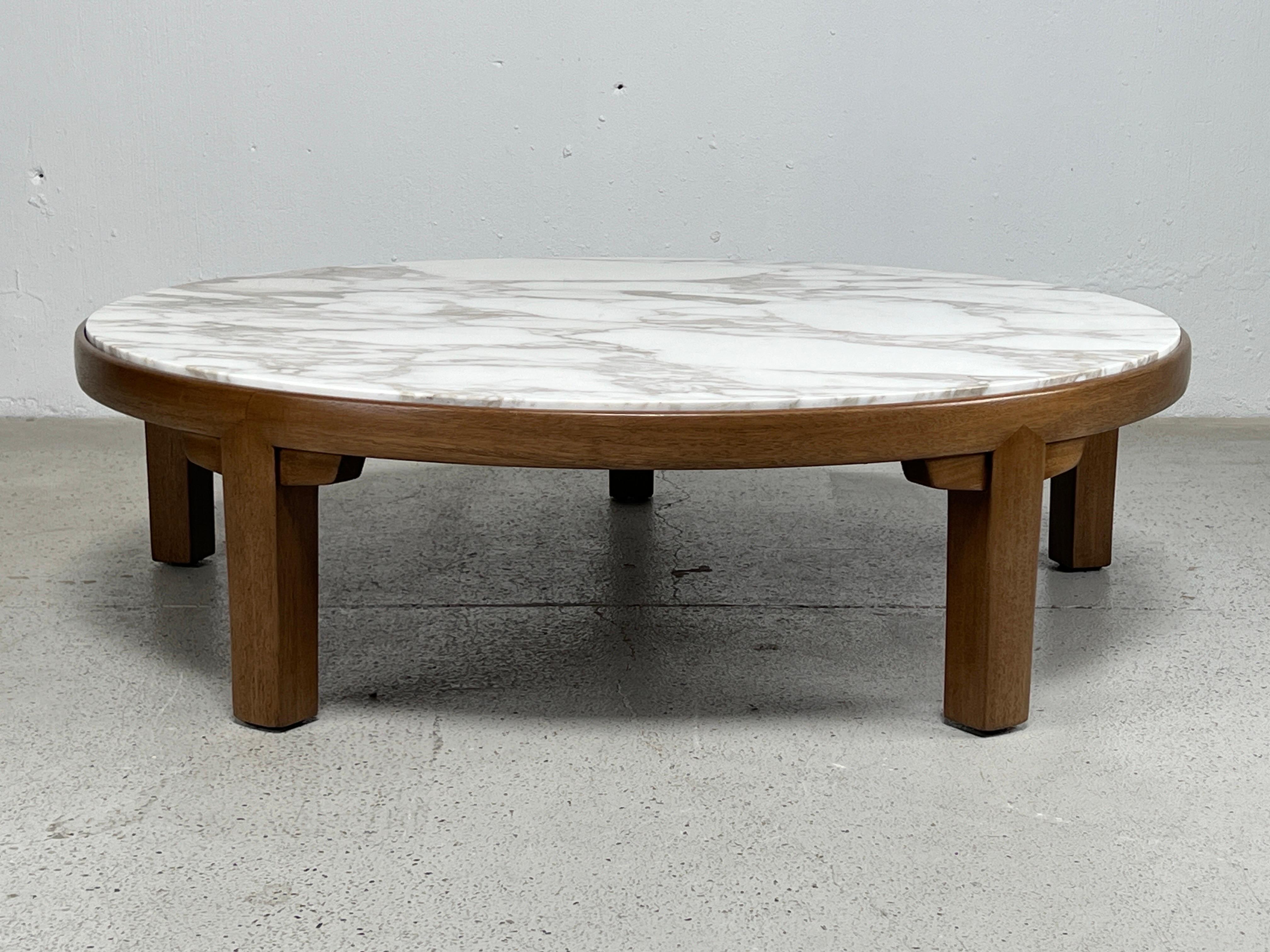 Edward Wormley for Dunbar Mahogany Coffee Table with Marble Top In Good Condition In Dallas, TX
