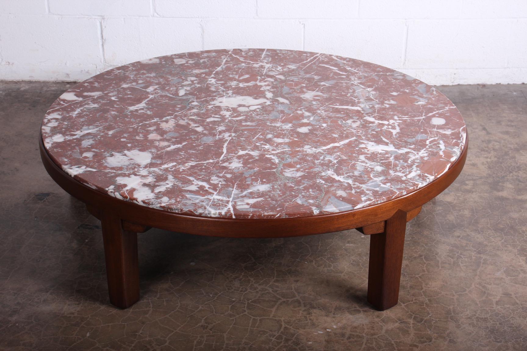 Mid-20th Century Edward Wormley for Dunbar Mahogany Coffee Table with Marble Top