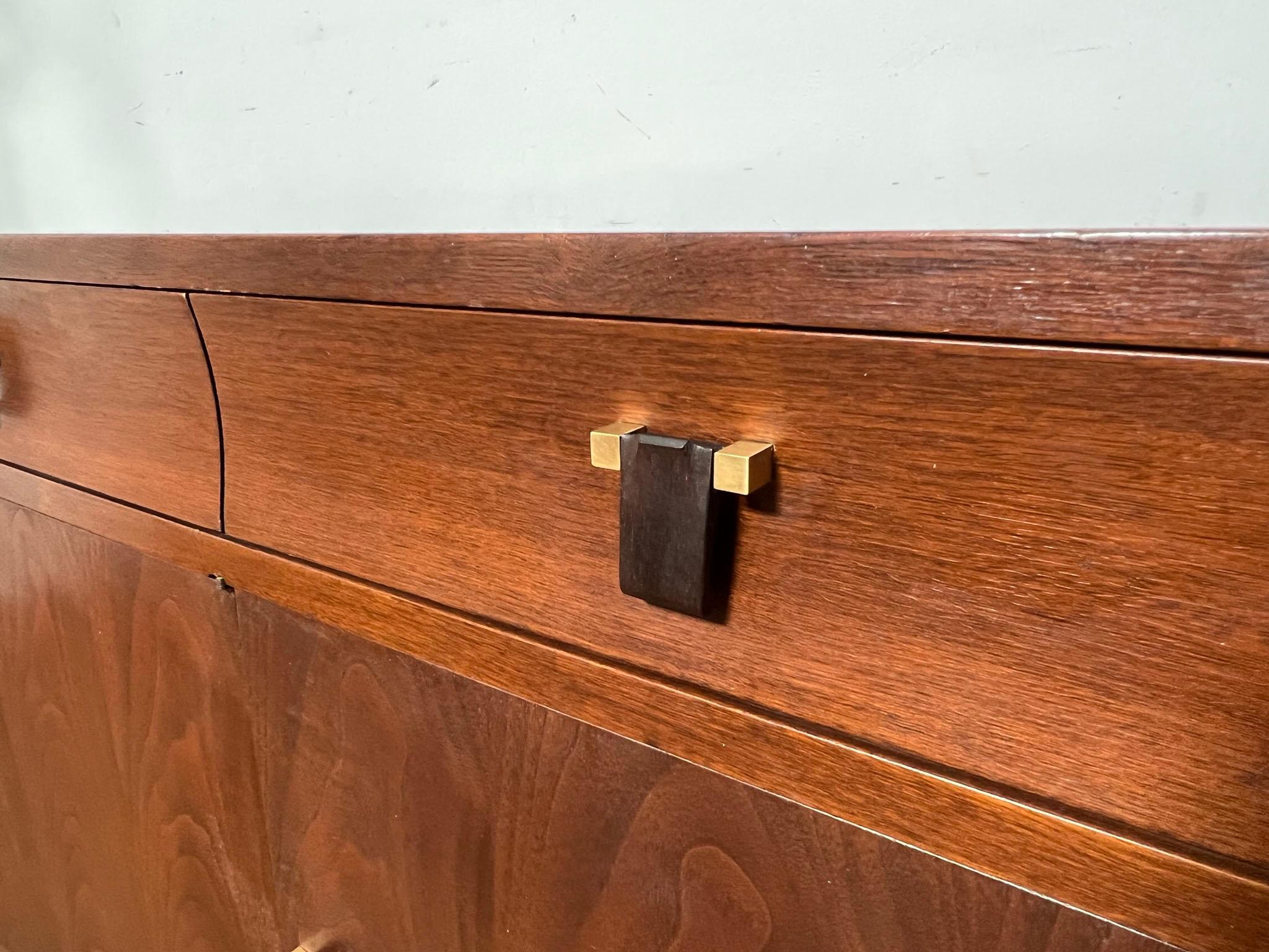 American Edward Wormley for Dunbar Mahogany Credenza with Rosewood Pulls, circa 1950s For Sale