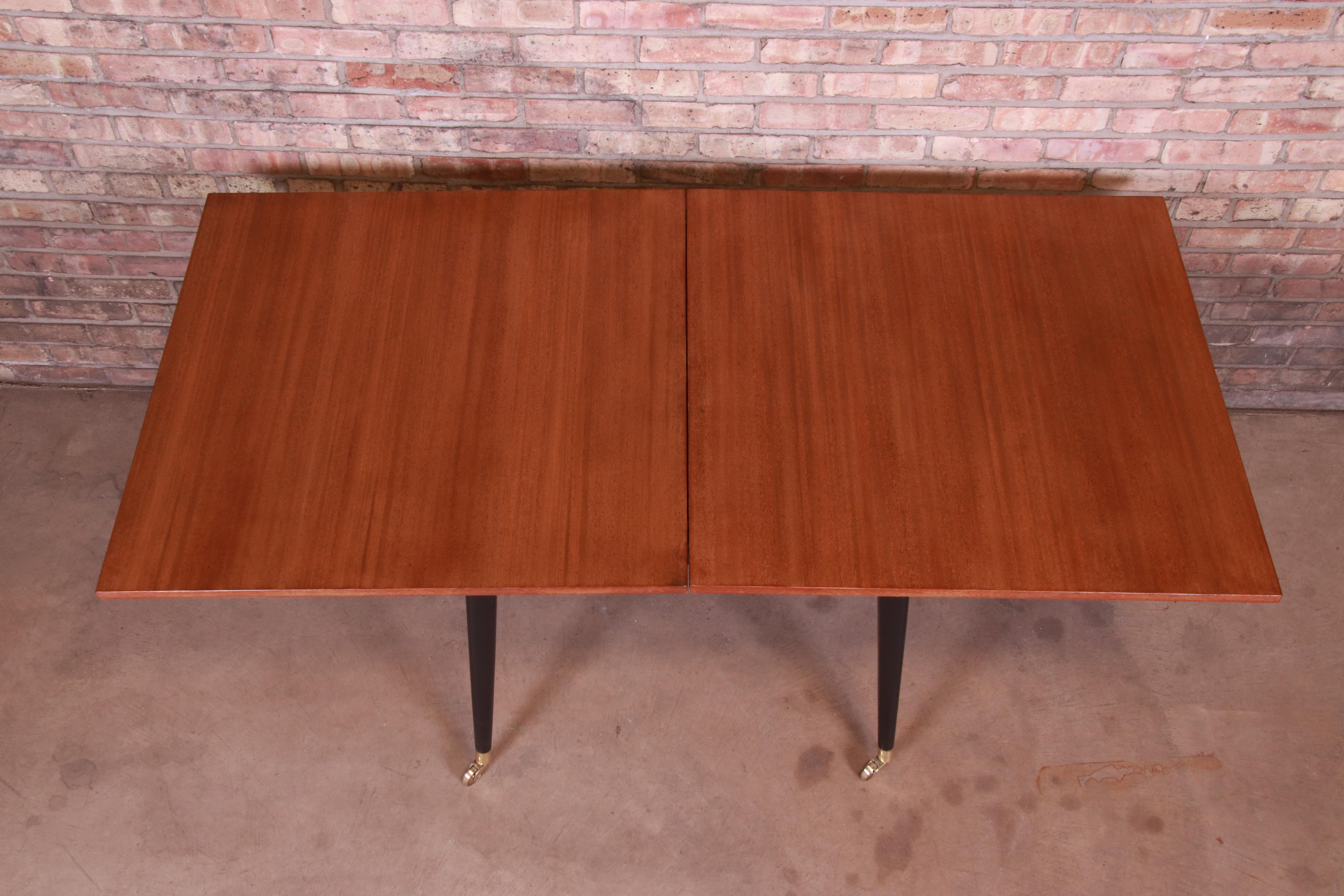Mid-Century Modern Edward Wormley for Dunbar Mahogany Flip-Top Dining or Game Table, Newly Restored