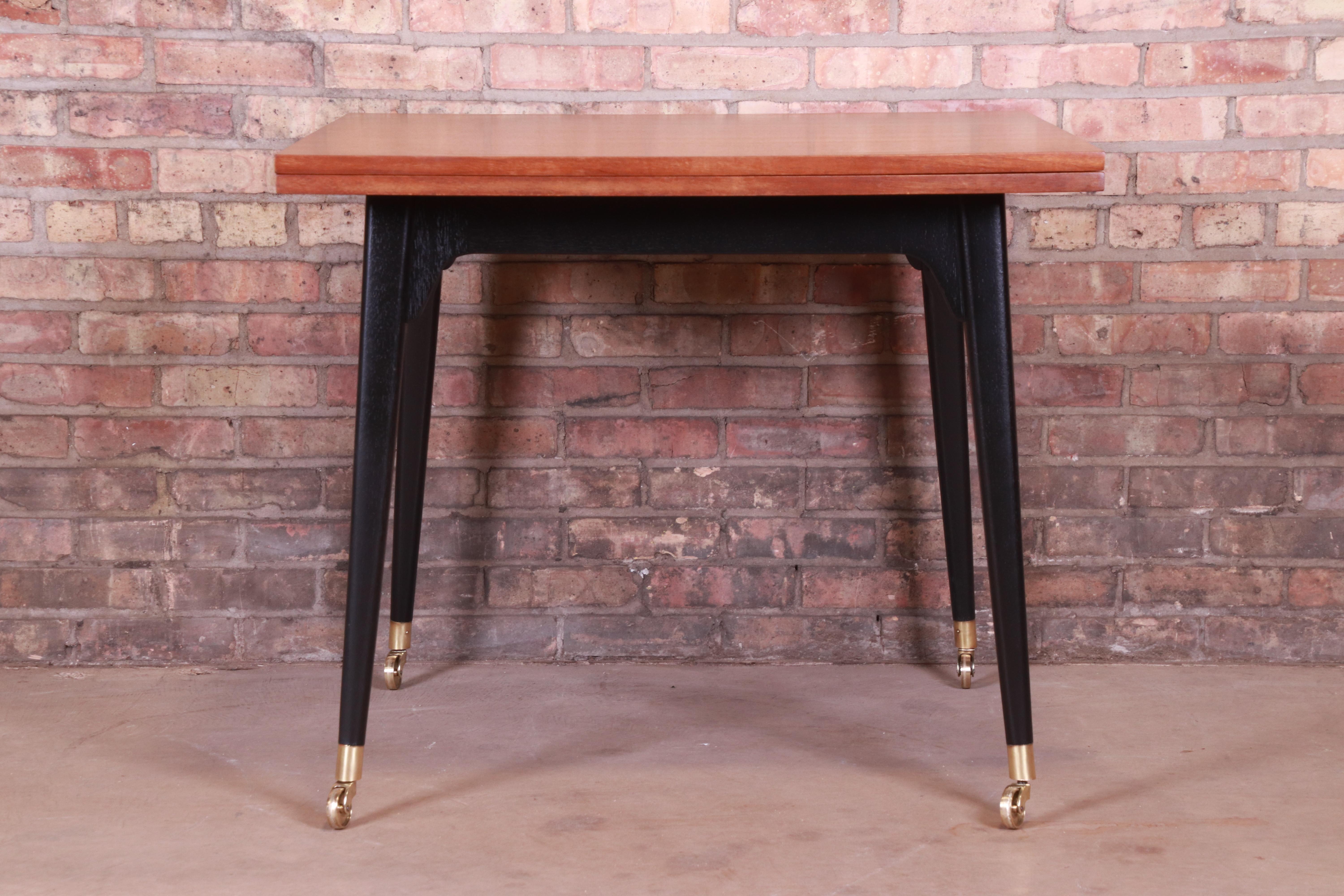 Mid-20th Century Edward Wormley for Dunbar Mahogany Flip-Top Dining or Game Table, Newly Restored