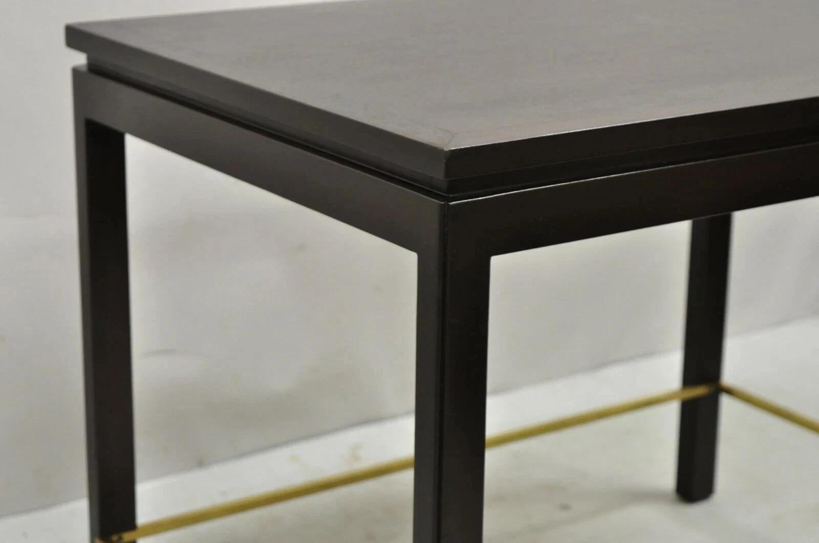 Edward Wormley for Dunbar Mahogany Mid Century Modern Brass Stretcher Side Table For Sale 4