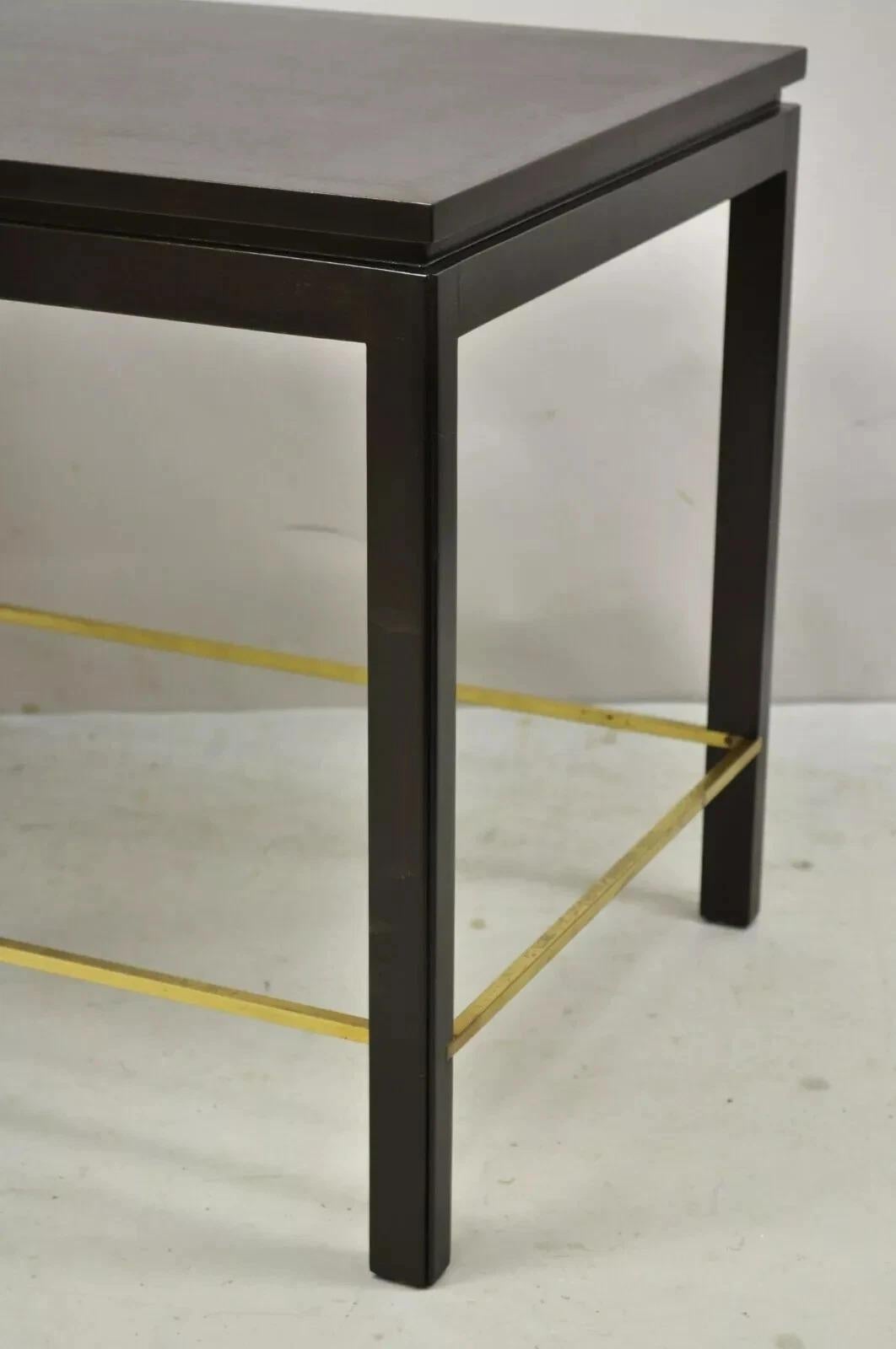 Mid-Century Modern Edward Wormley for Dunbar Mahogany Mid Century Modern Brass Stretcher Side Table For Sale