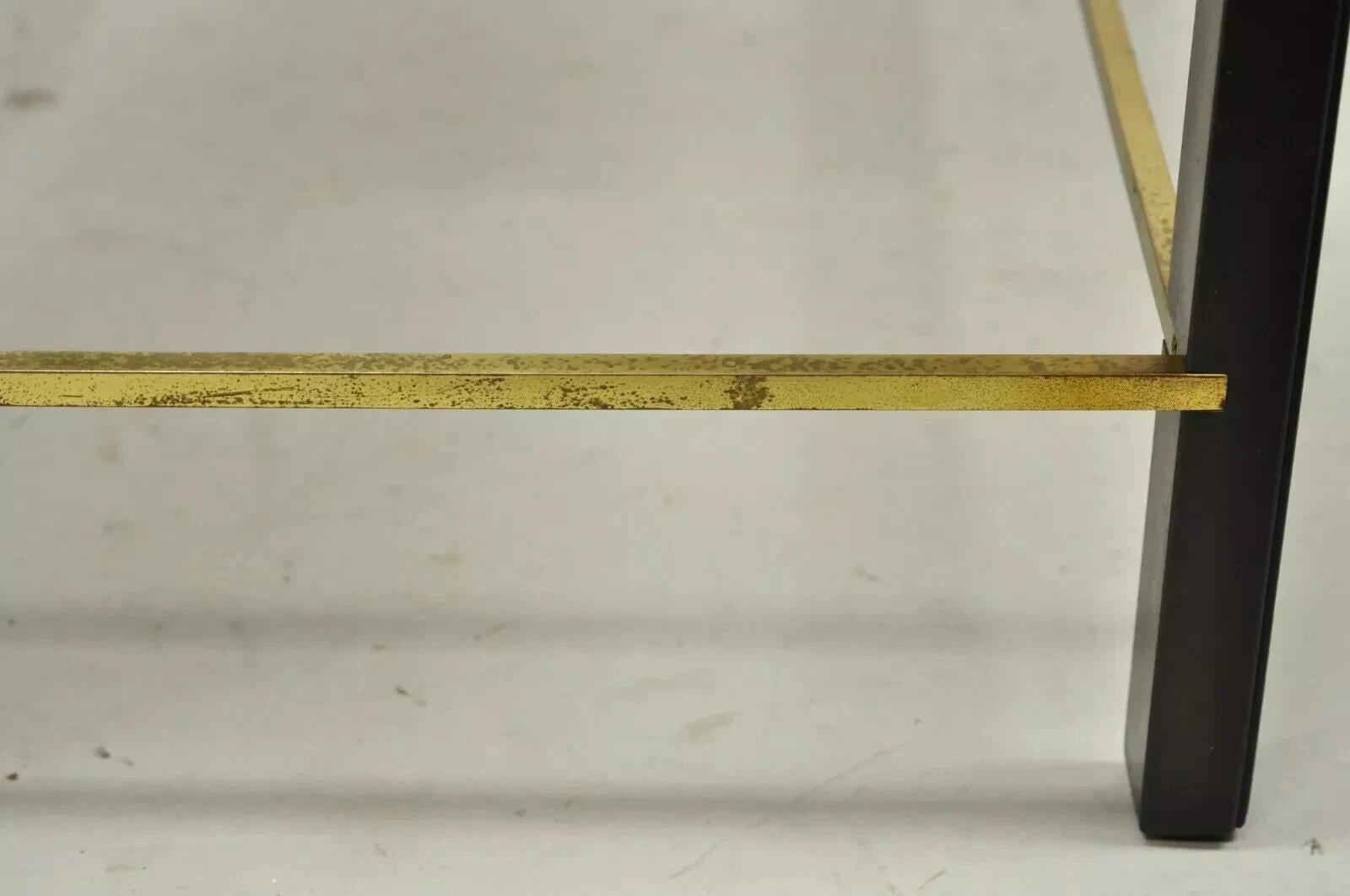 Edward Wormley for Dunbar Mahogany Mid Century Modern Brass Stretcher Side Table For Sale 2