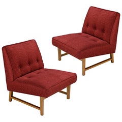 Vintage Edward Wormley for Dunbar Mahogany Slipper Chairs Lounge Chair Set, Restored