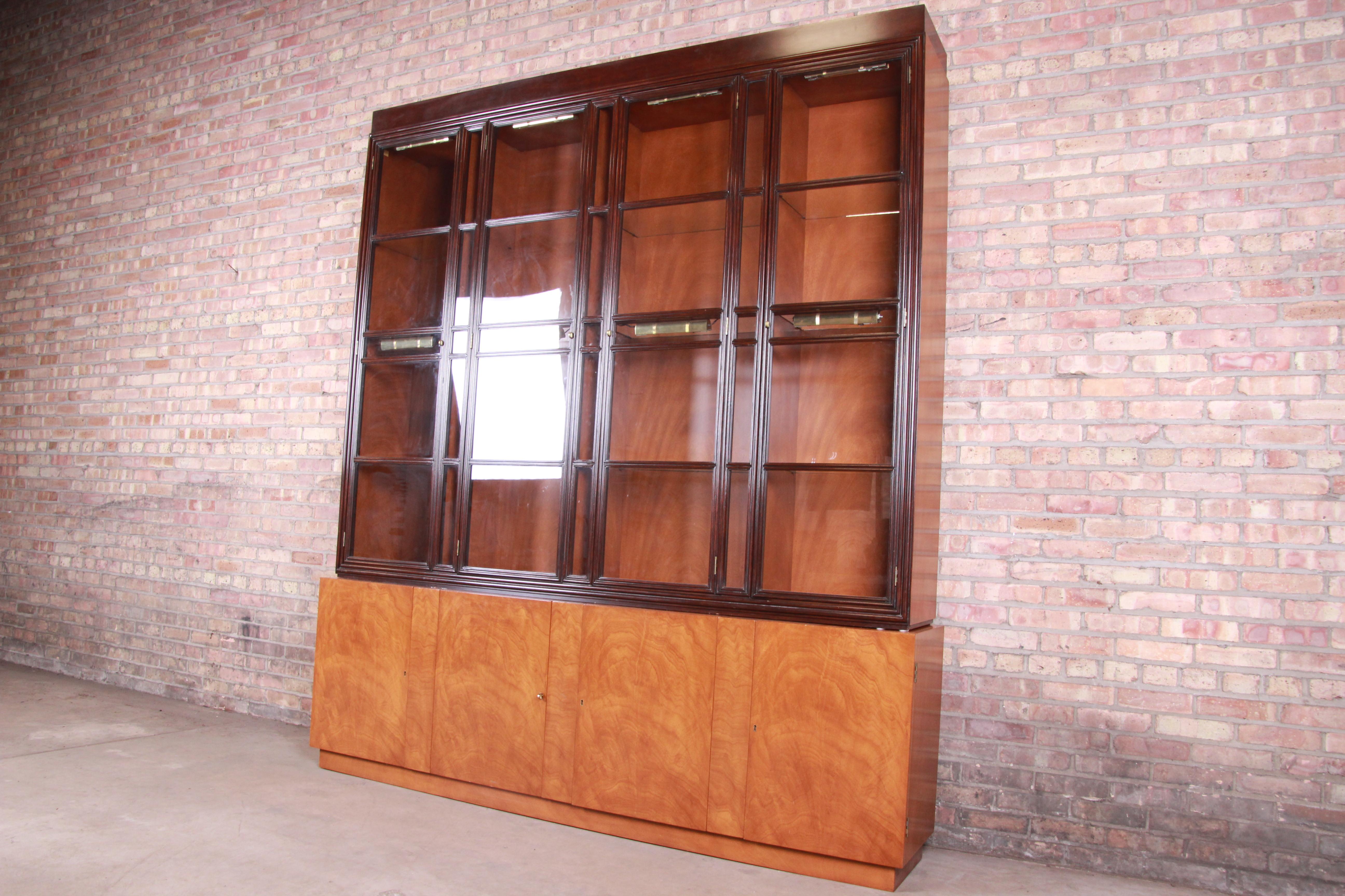 Mid-Century Modern Edward Wormley for Dunbar Mahogany Superstructure Breakfront Cabinet or Bookcase