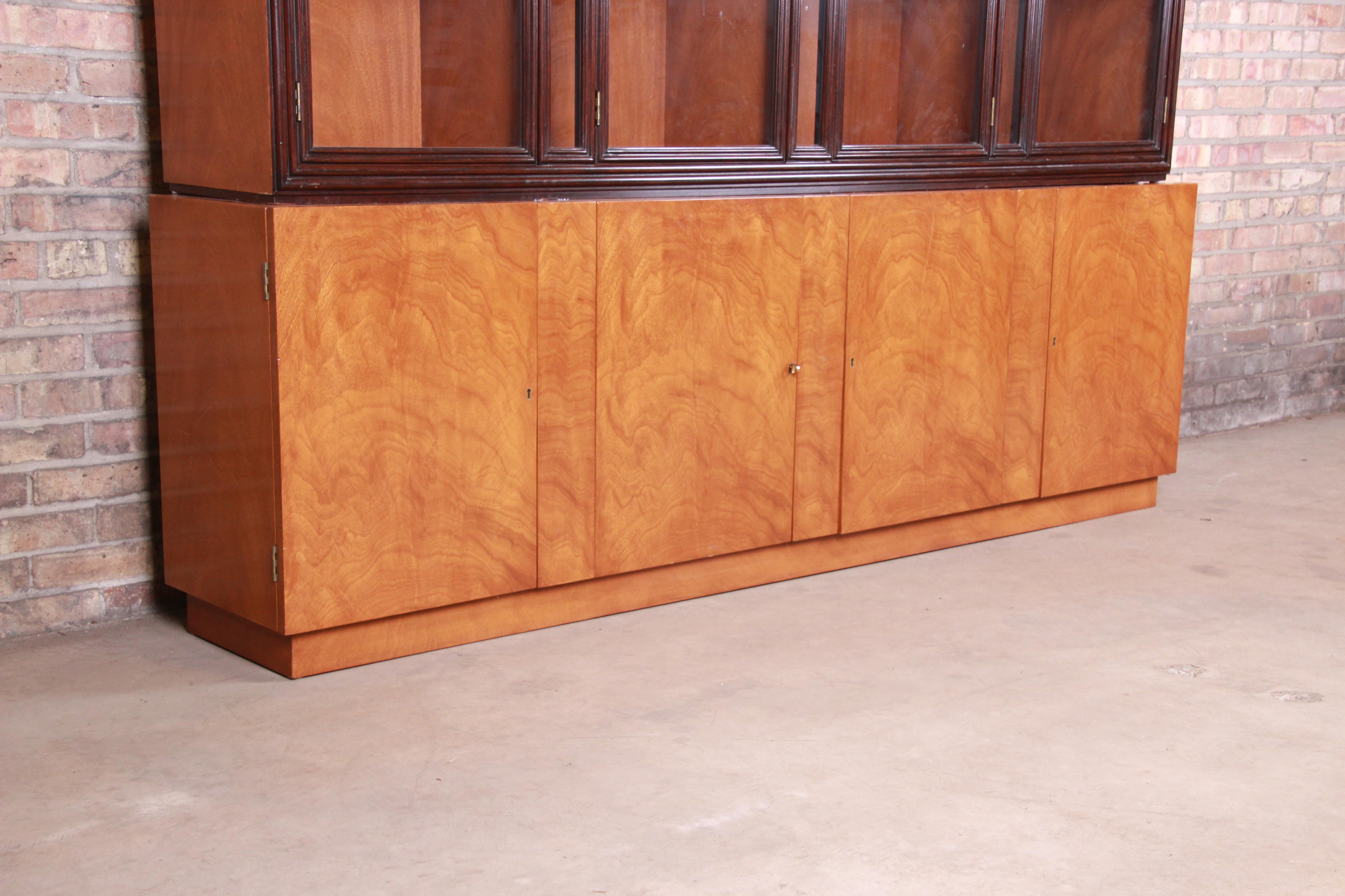 Mid-20th Century Edward Wormley for Dunbar Mahogany Superstructure Breakfront Cabinet or Bookcase