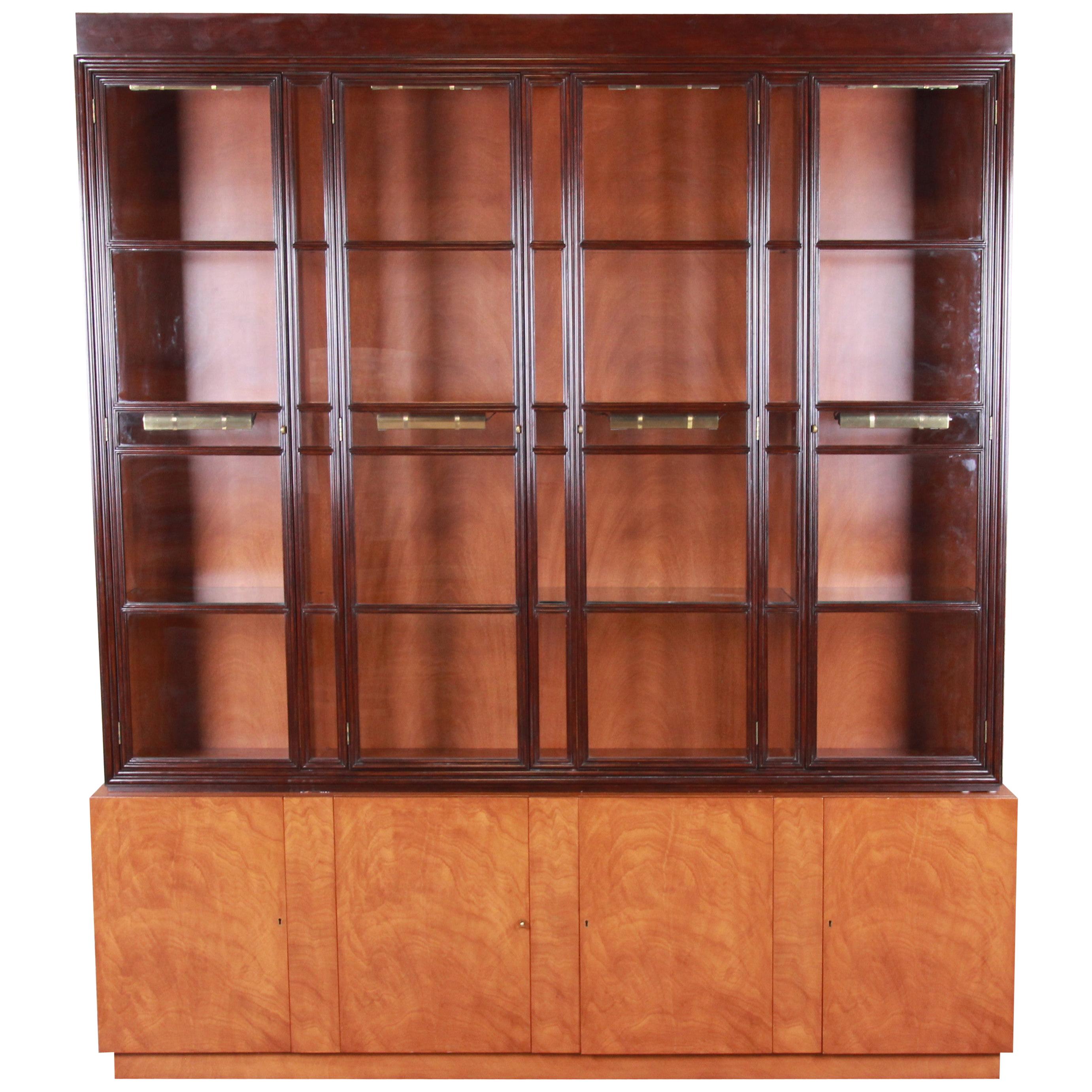 Edward Wormley for Dunbar Mahogany Superstructure Breakfront Cabinet or Bookcase