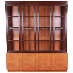Edward Wormley for Dunbar Mahogany Superstructure Breakfront Cabinet or Bookcase