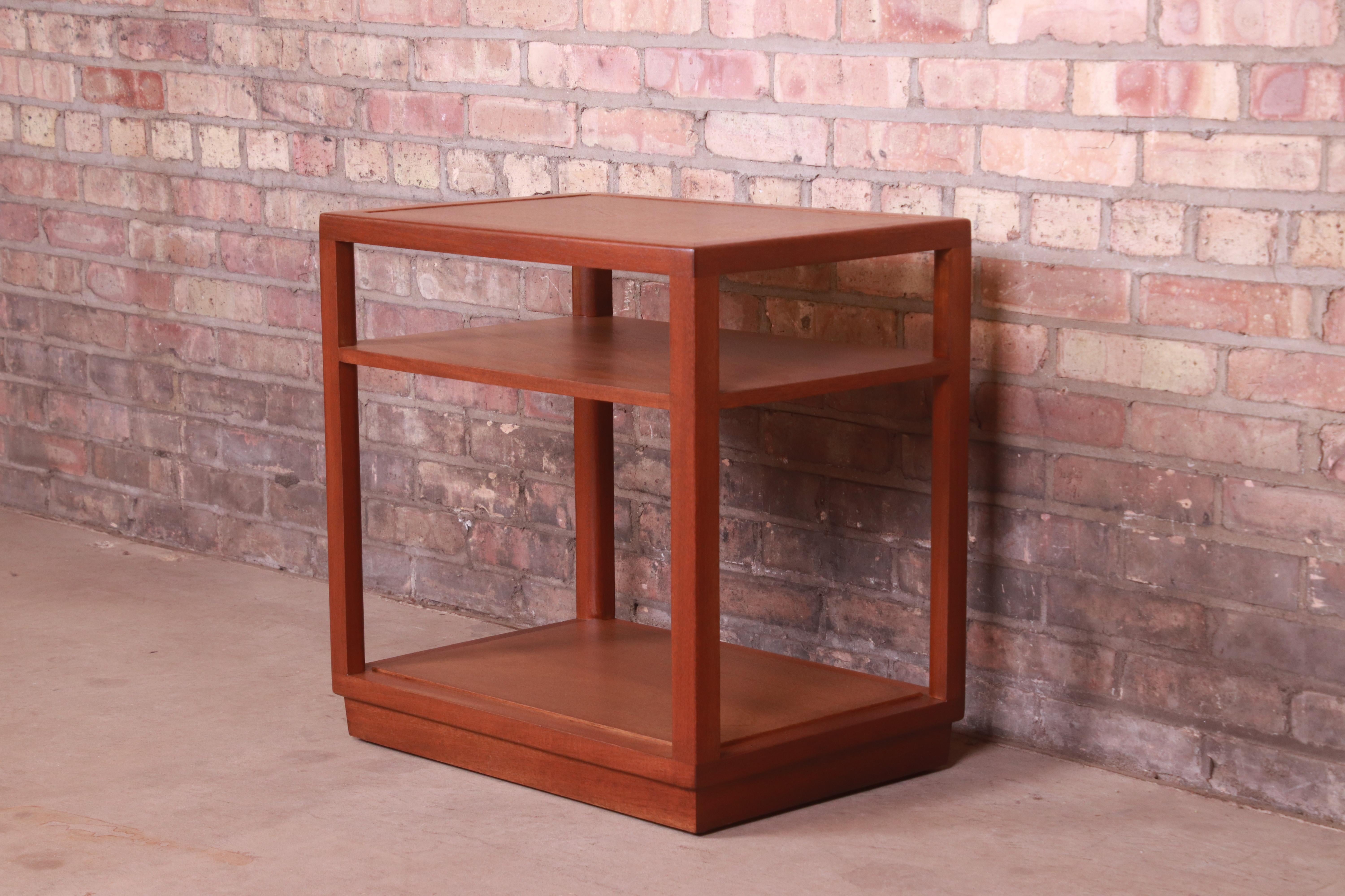 Mid-Century Modern Edward Wormley for Dunbar Mahogany Three-Tier Occasional Side Table, Refinished