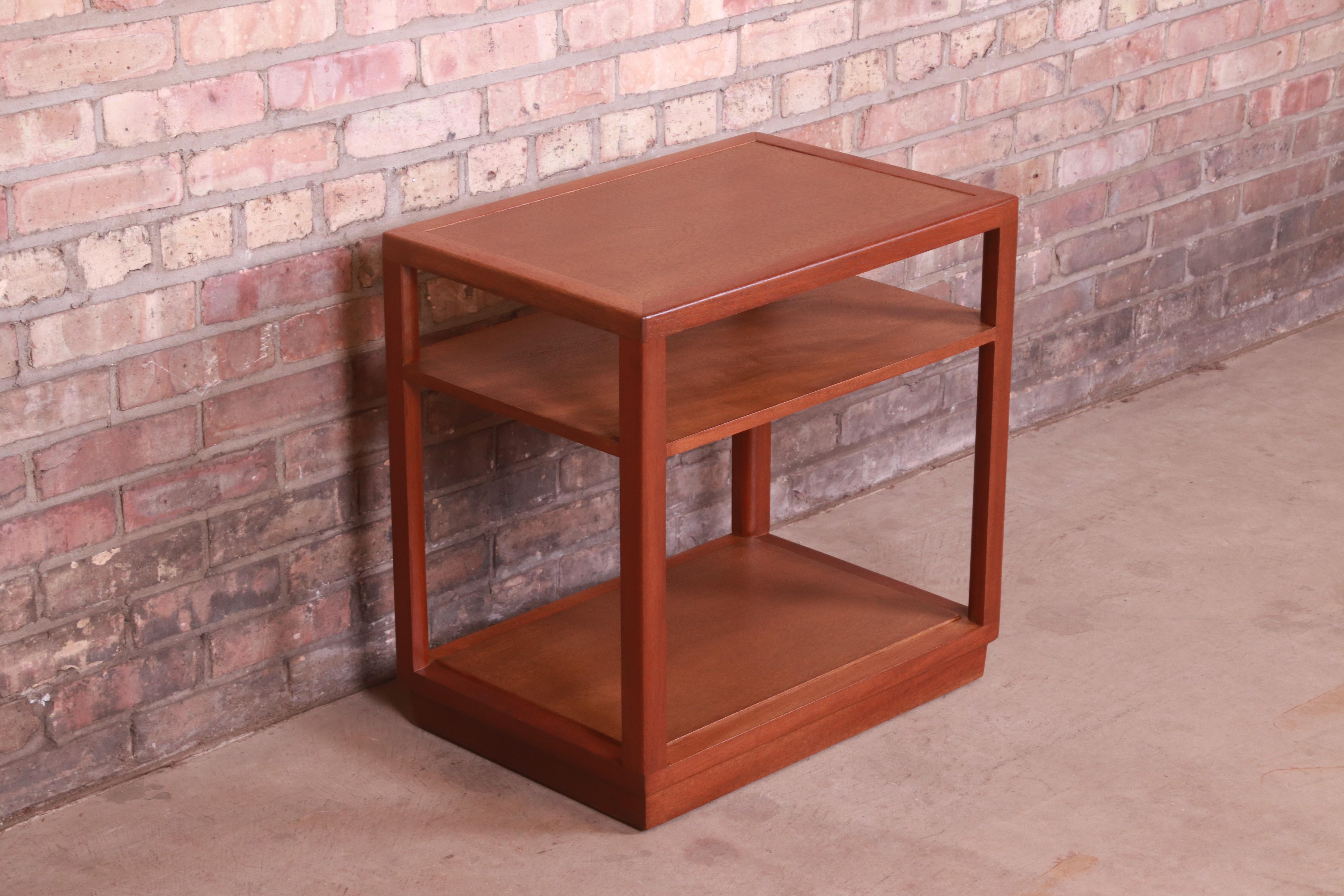 American Edward Wormley for Dunbar Mahogany Three-Tier Occasional Side Table, Refinished