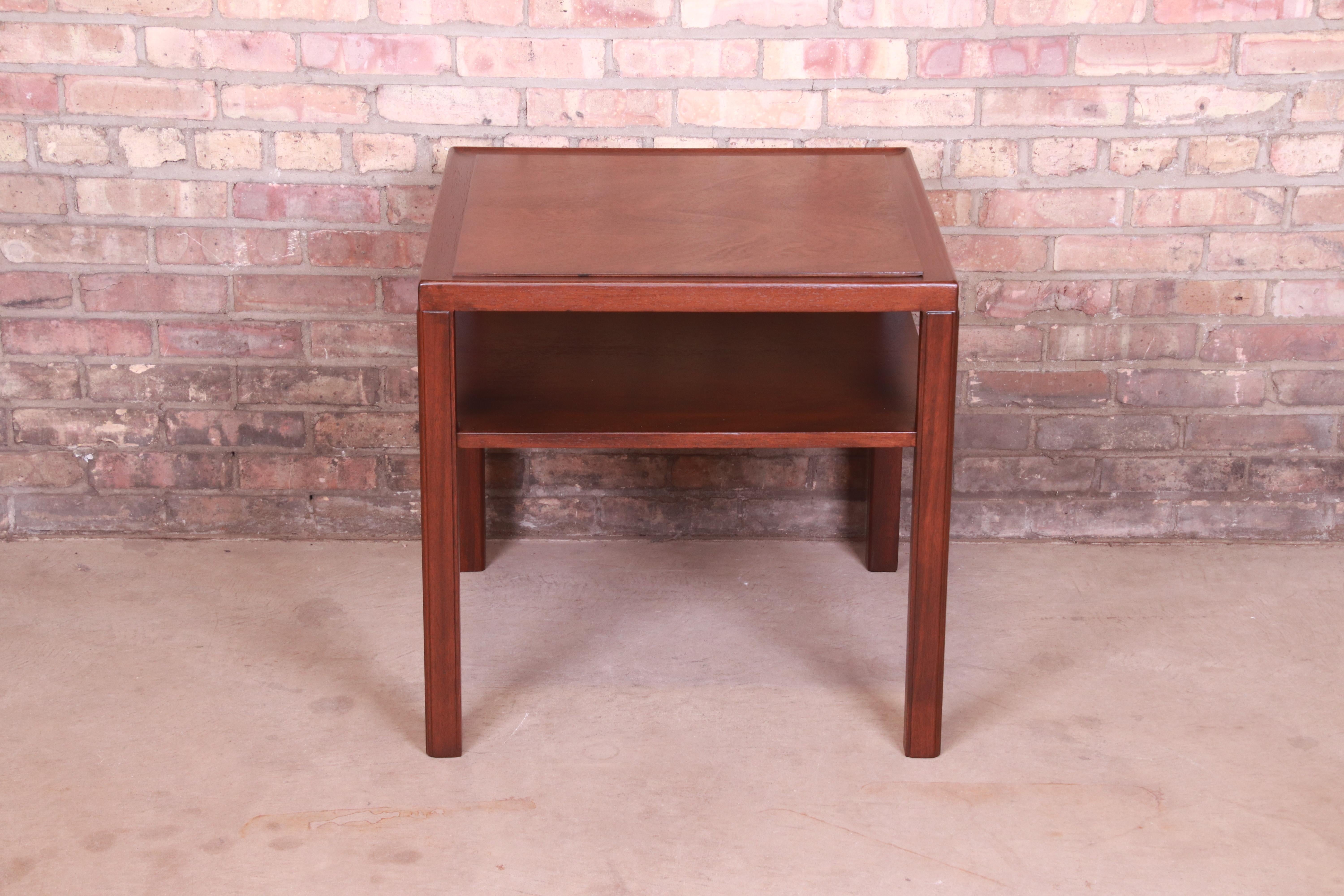 Mid-Century Modern Edward Wormley for Dunbar Mahogany Two-Tier Occasional Side Table, Refinished For Sale