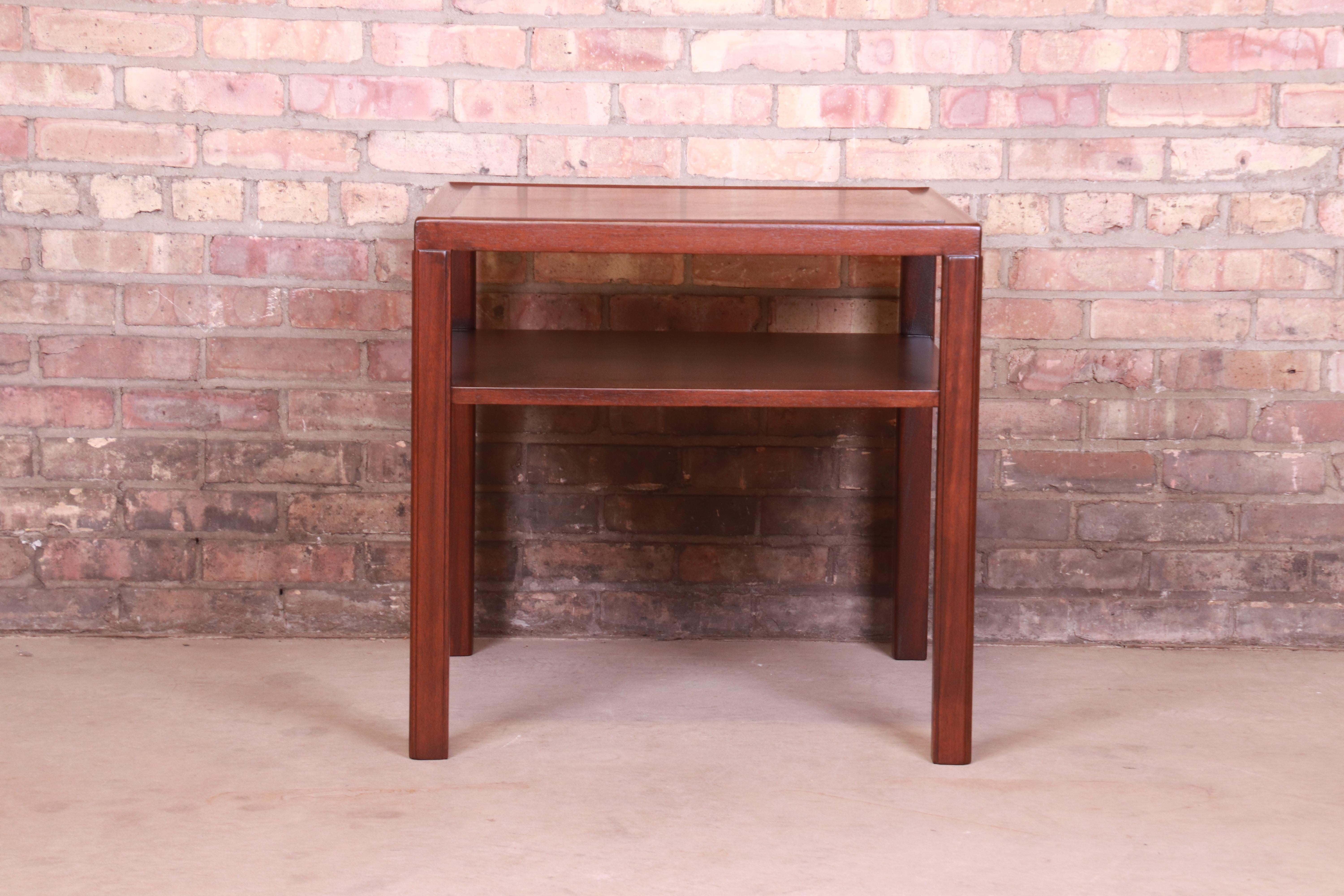 American Edward Wormley for Dunbar Mahogany Two-Tier Occasional Side Table, Refinished For Sale