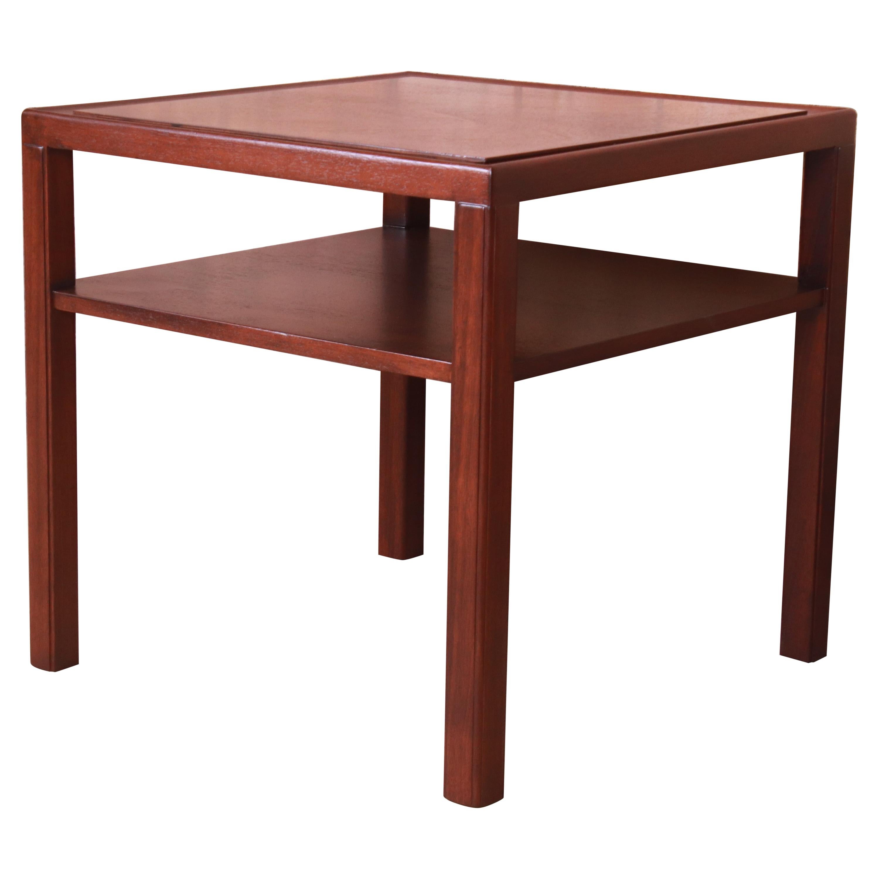 Edward Wormley for Dunbar Mahogany Two-Tier Occasional Side Table, Refinished