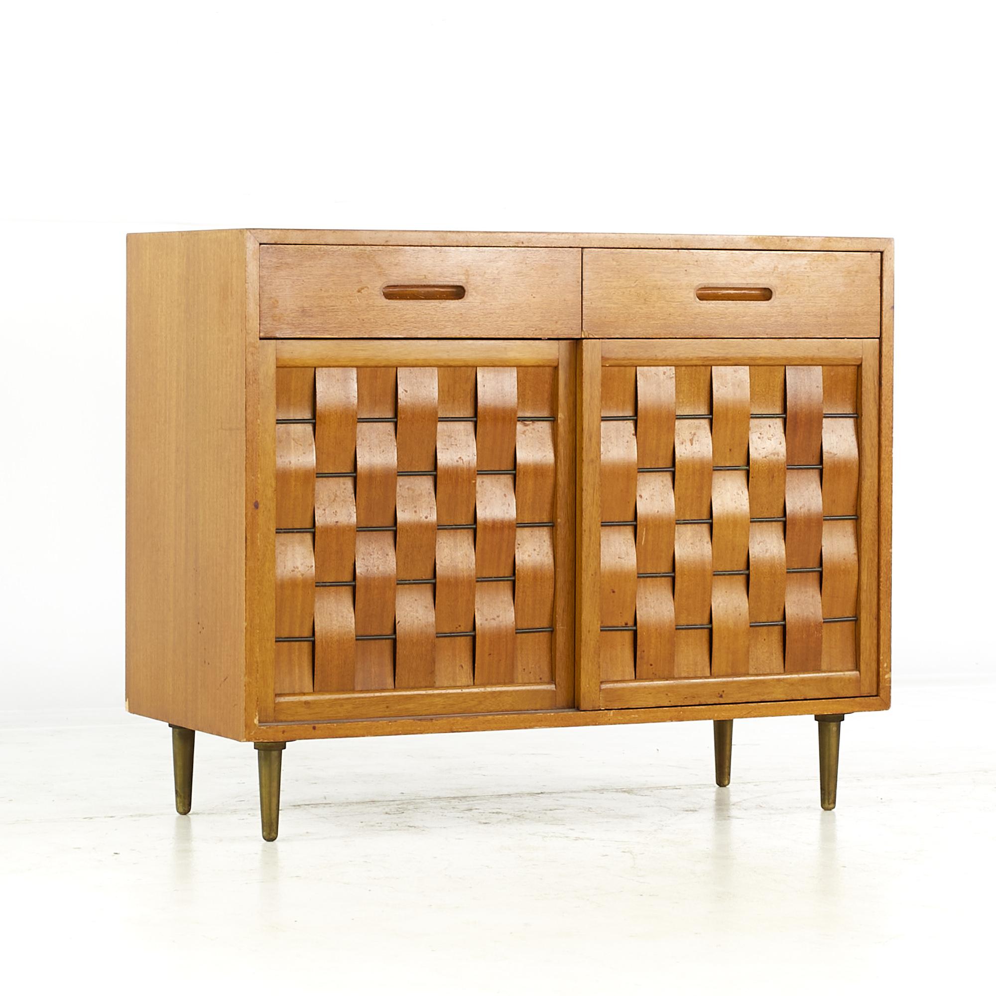 Edward Wormley for Dunbar Mcm Bleached Mahogany Sliding Door Credenza, Pair For Sale 1