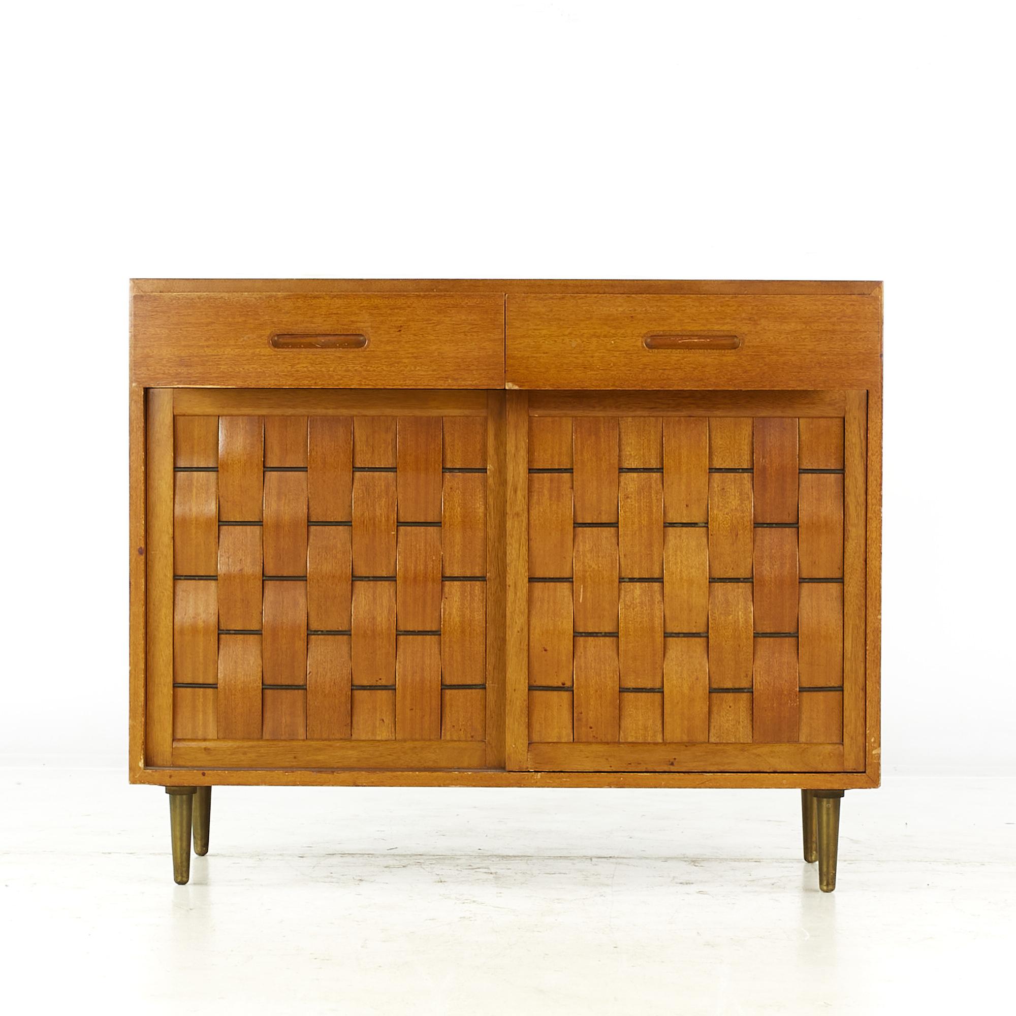 Edward Wormley for Dunbar Mcm Bleached Mahogany Sliding Door Credenza, Pair For Sale 2
