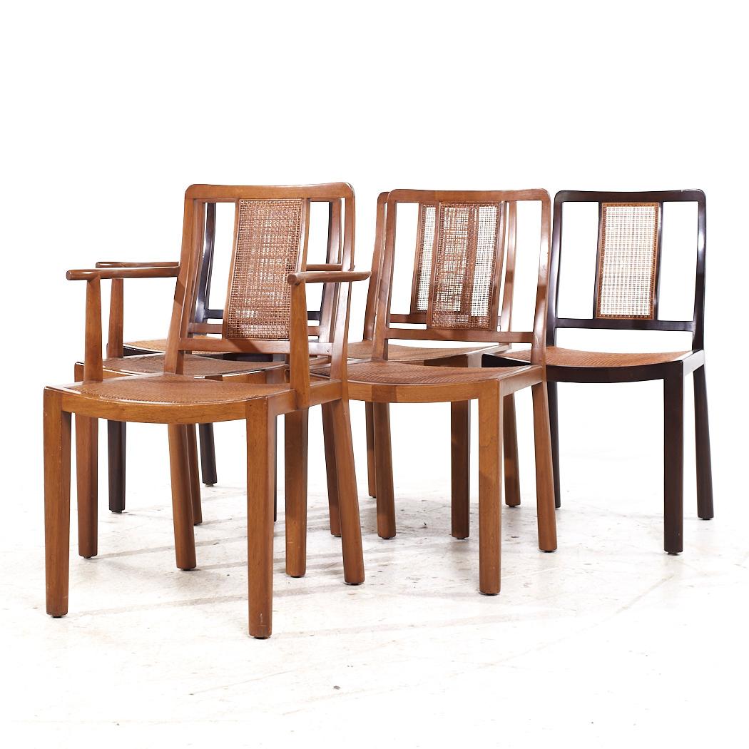 Mid-Century moderno Edward Wormley per Dunbar Sedie da pranzo MCM in canna e mogano sbiancato - 6 in vendita