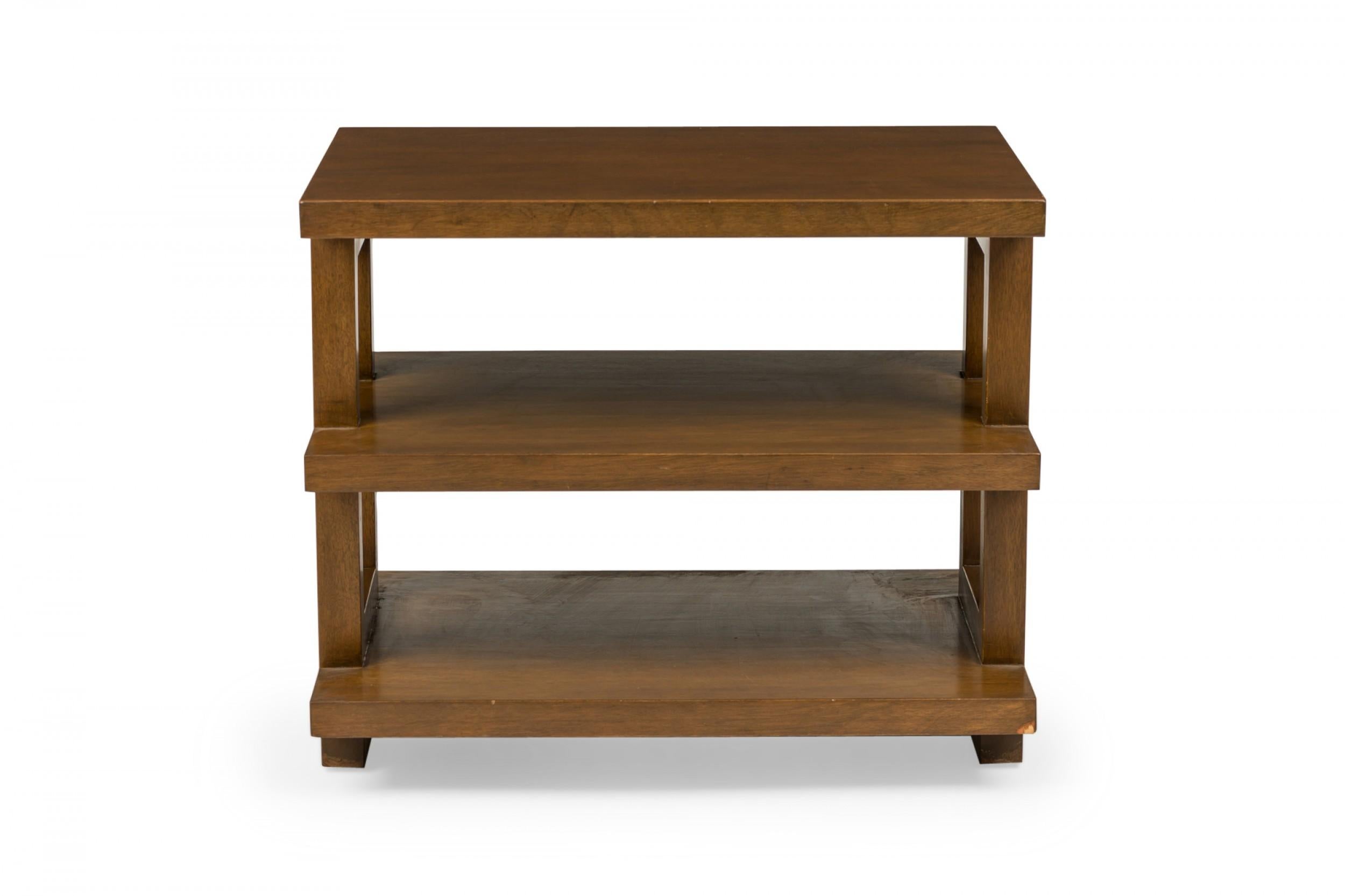 Edward Wormley for Dunbar Medium Brown Wooden Three Tier End / Side Table In Good Condition For Sale In New York, NY