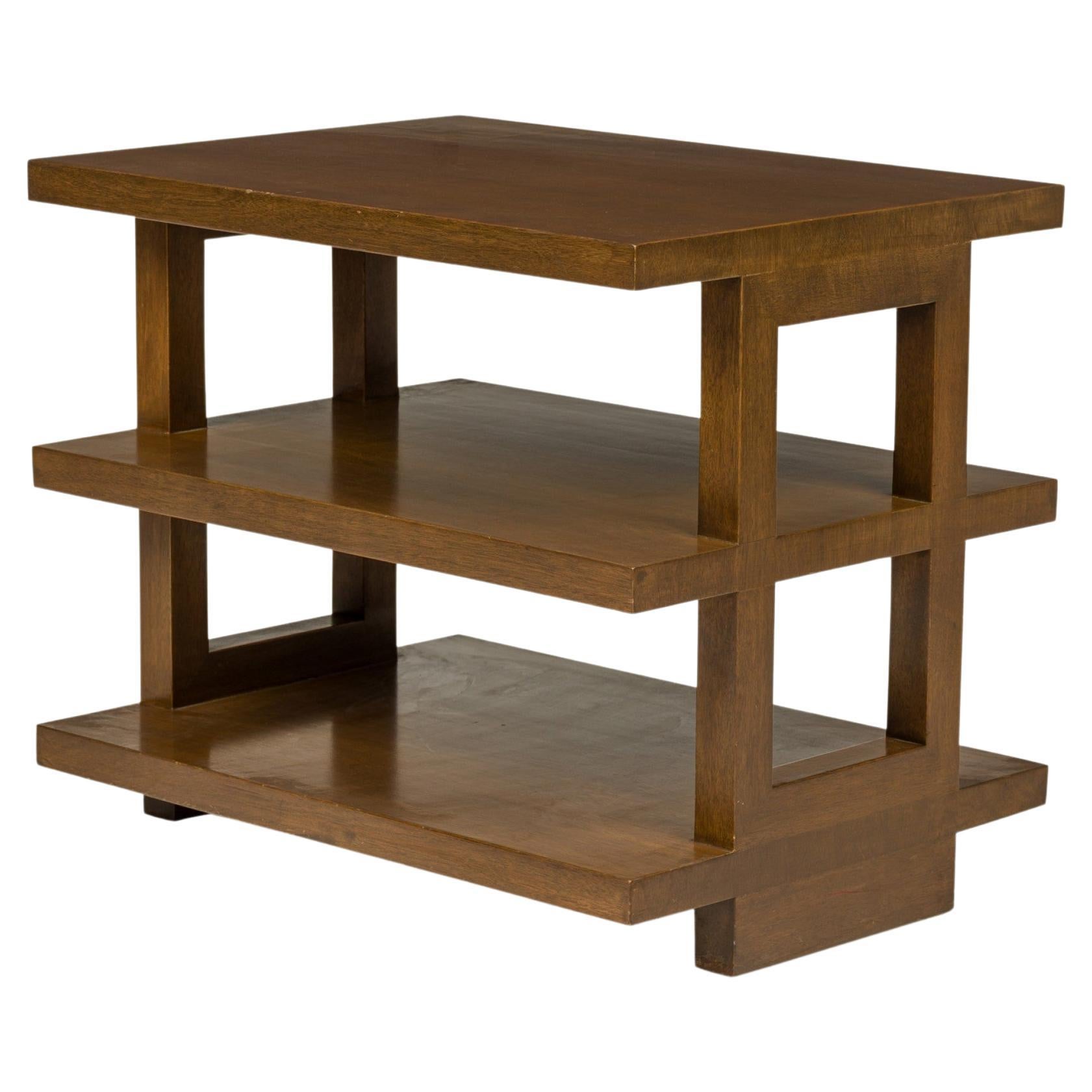Edward Wormley for Dunbar Medium Brown Wooden Three Tier End / Side Table