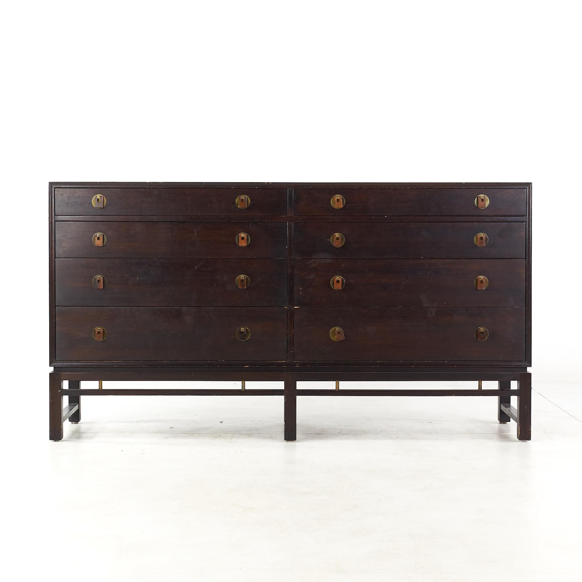 Edward wormley for dunbar mid century 8 drawer dresser.

This dresser measures: 65.25 wide x 18 deep x 35.25 inches high.

All pieces of furniture can be had in what we call restored vintage condition. That means the piece is restored upon