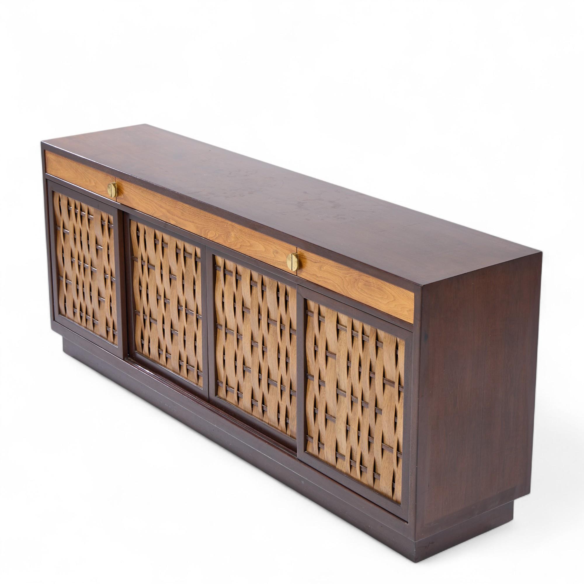 Credenza de palisandro y caoba Edward Wormley para Dunbar Mid Century Basketweave en venta 7