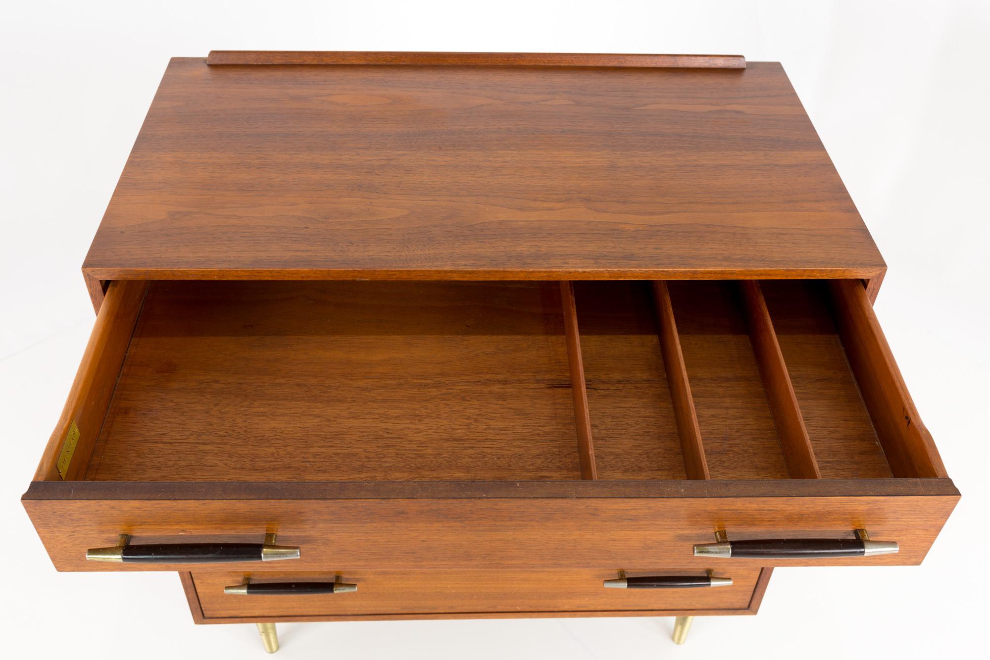 Edward Wormley for Dunbar Midcentury Brass and Walnut 4-Drawer Lowboy Dresser 2
