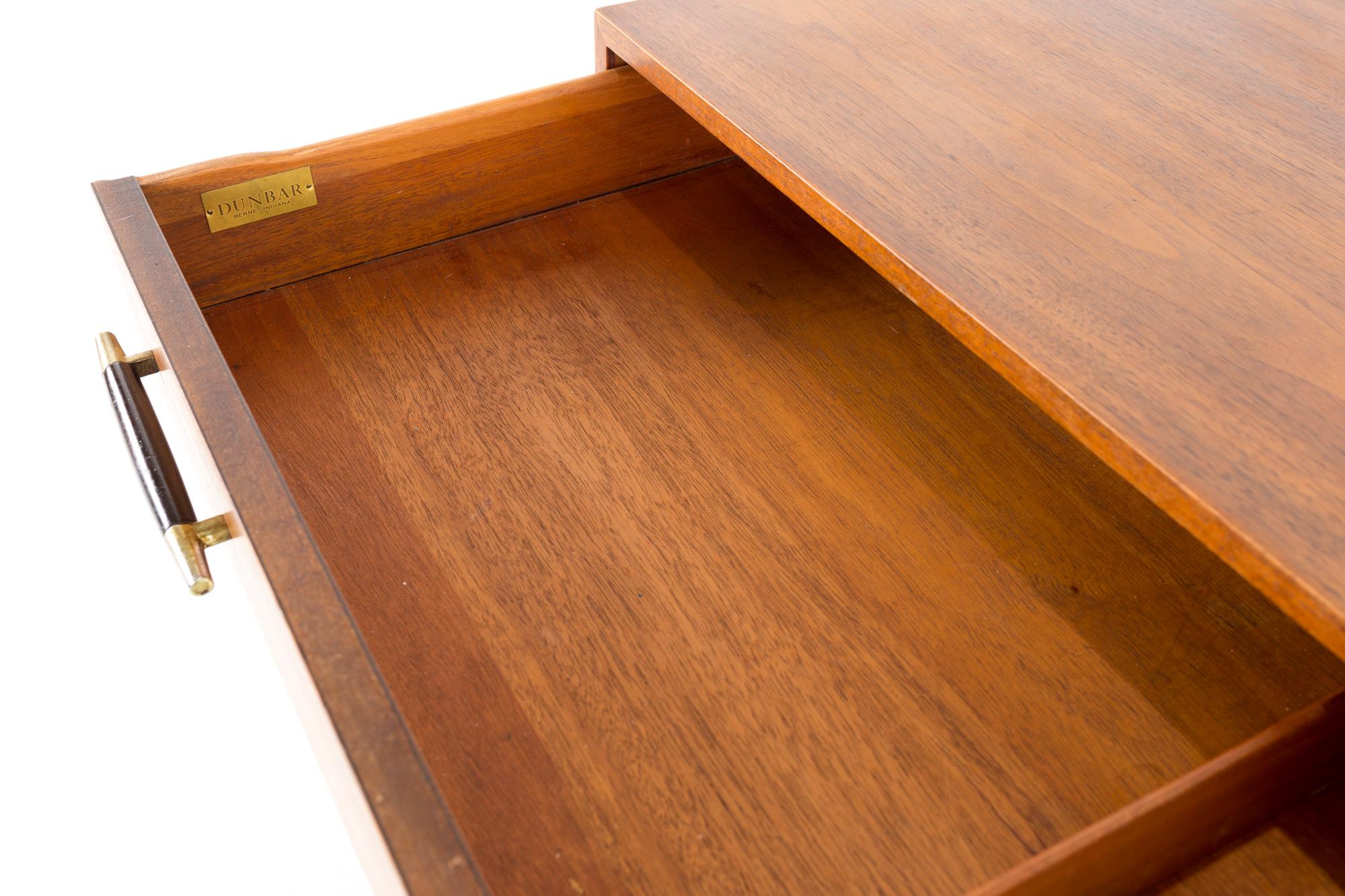 Edward Wormley for Dunbar Midcentury Brass and Walnut 4-Drawer Lowboy Dresser 4