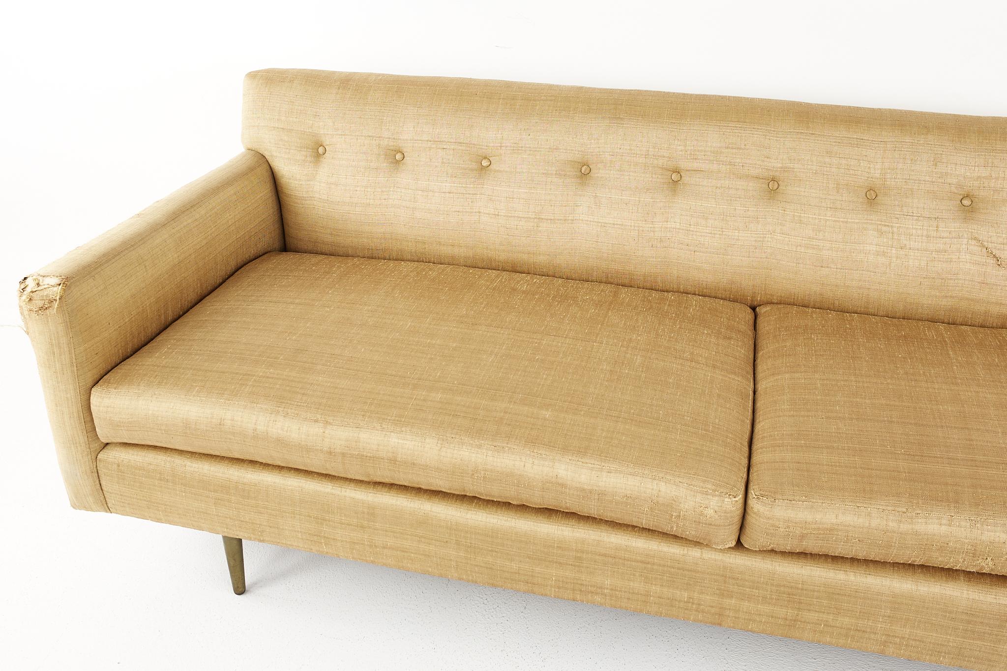 Late 20th Century Edward Wormley for Dunbar Mid Century Brass Leg Sofa