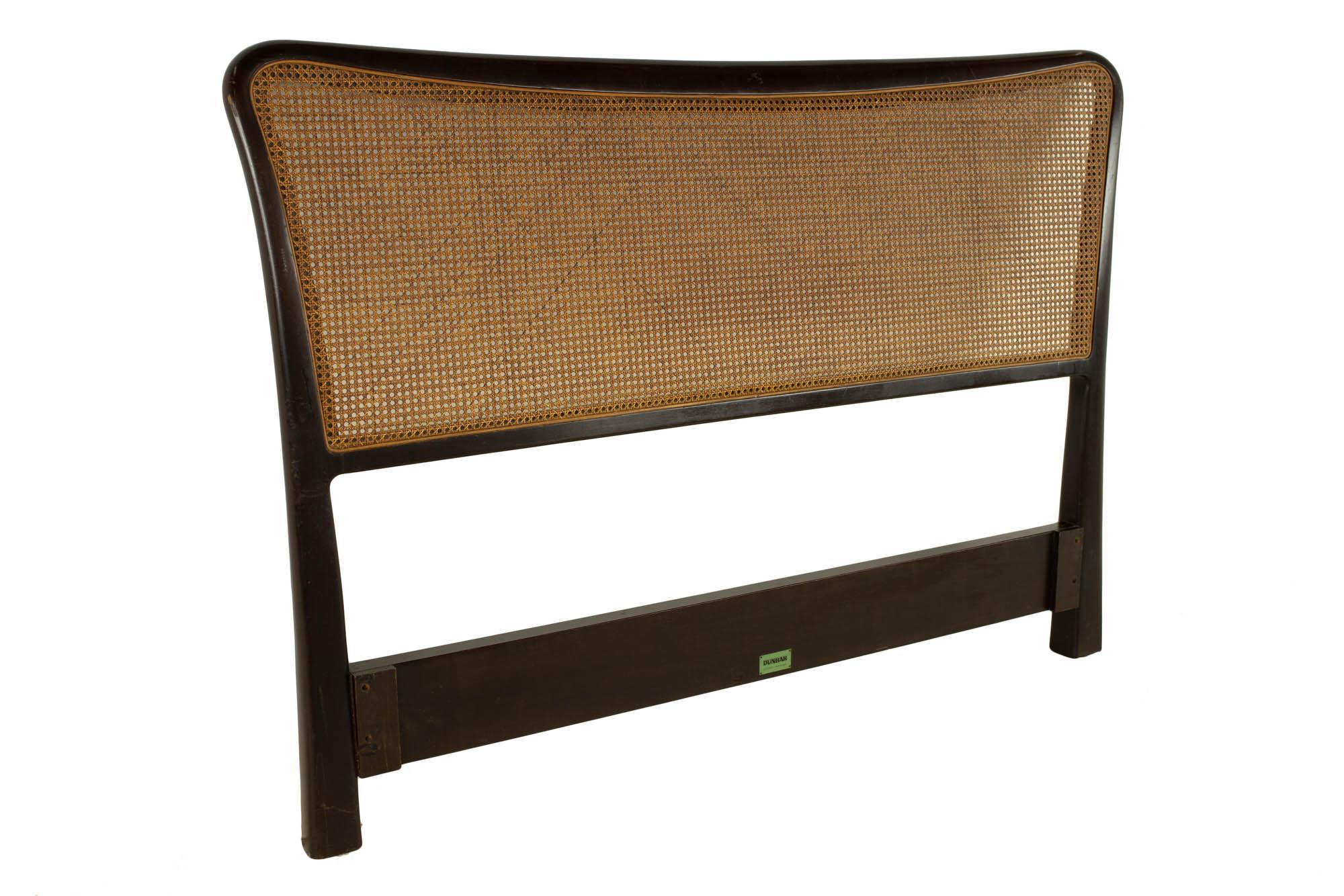 Edward Wormley for Dunbar Mid Century 2 Piece Cane King Headboard In Good Condition For Sale In Countryside, IL