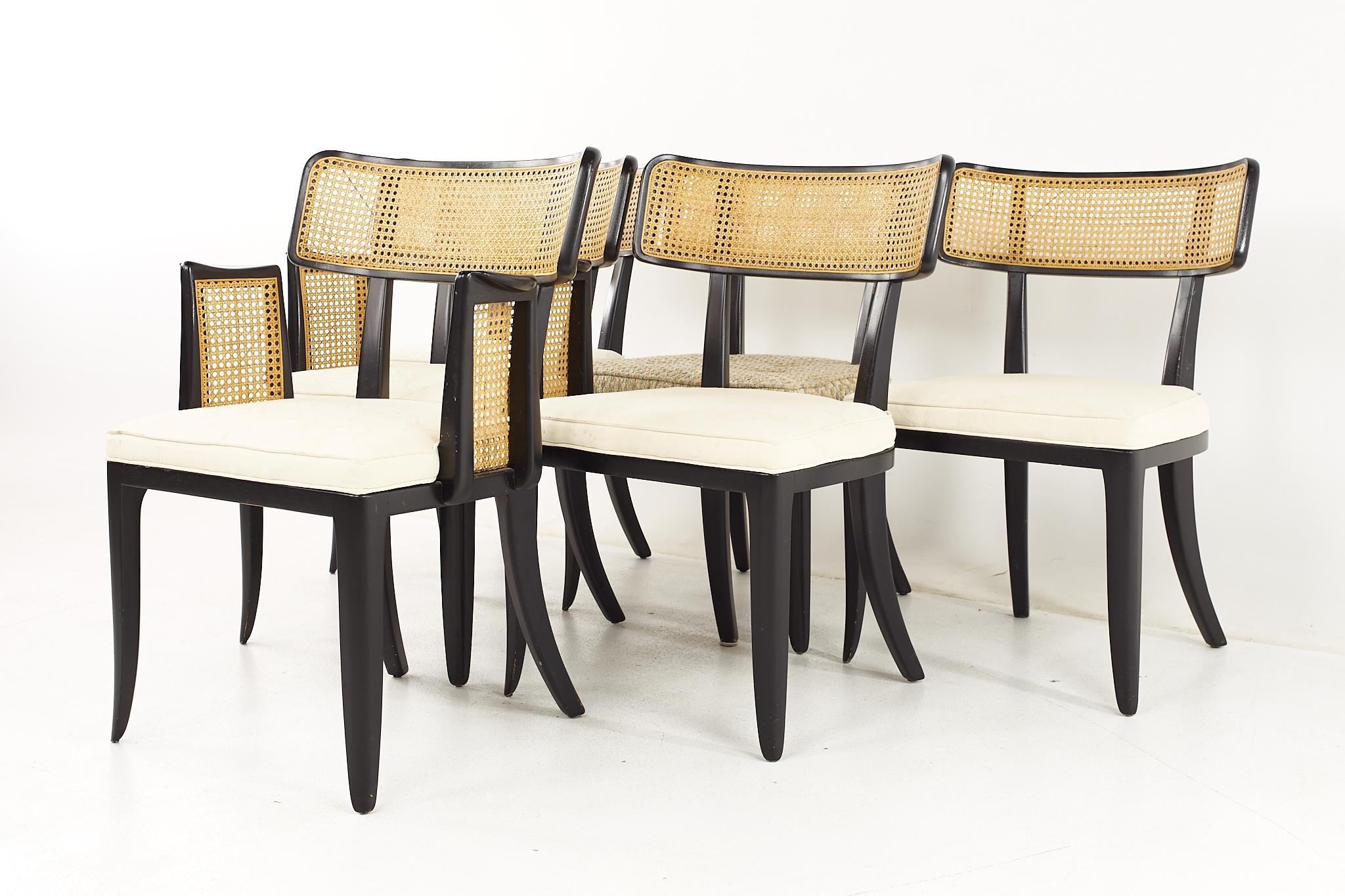 Mid-Century Modern Edward Wormley for Dunbar Mid Century Cane Back Dining Chairs - Set of 6 For Sale