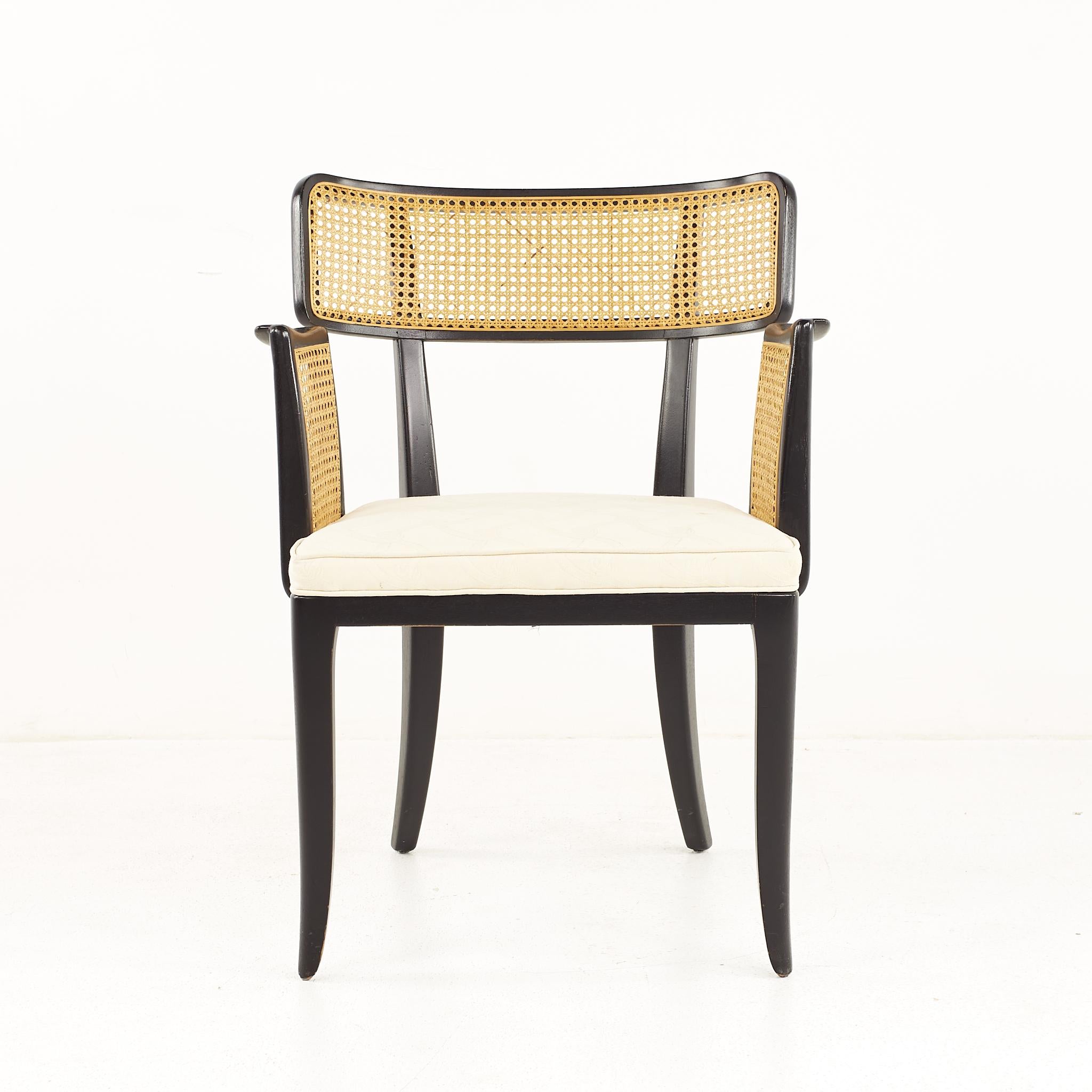 Edward Wormley for Dunbar Mid Century Cane Back Dining Chairs - Set of 6 In Good Condition For Sale In Countryside, IL